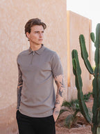 Brown Knit Polo Zipper