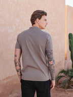 Brown Knit Polo Zipper