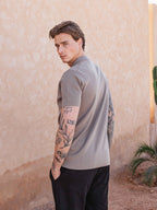 Brown Knit Polo Zipper