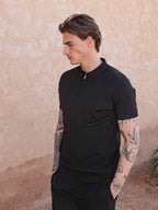 Black Knit Polo Zipper