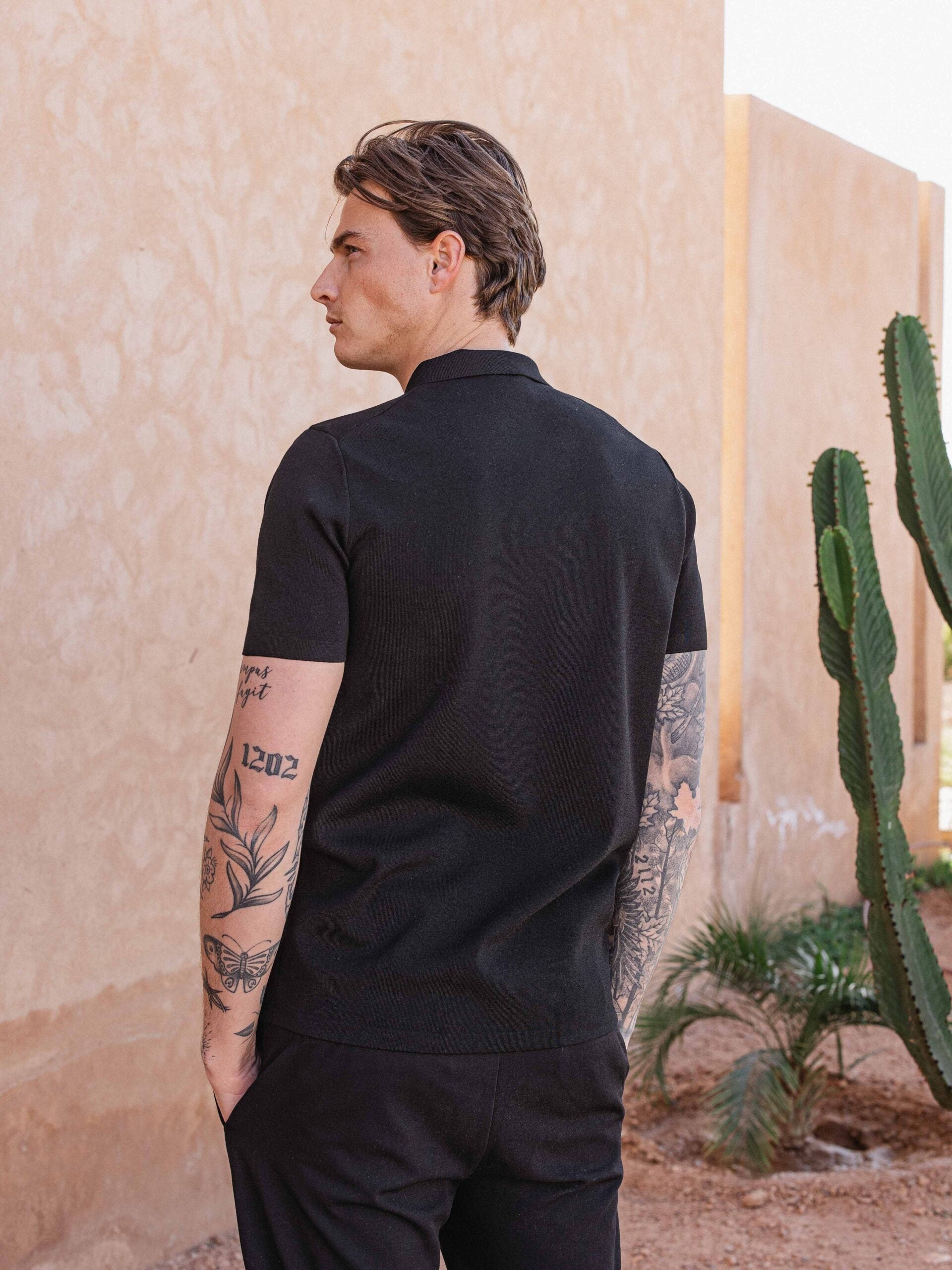 Black Knit Polo Zipper