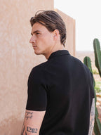 Black Knit Polo Zipper