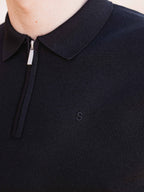 Black Knit Polo Zipper