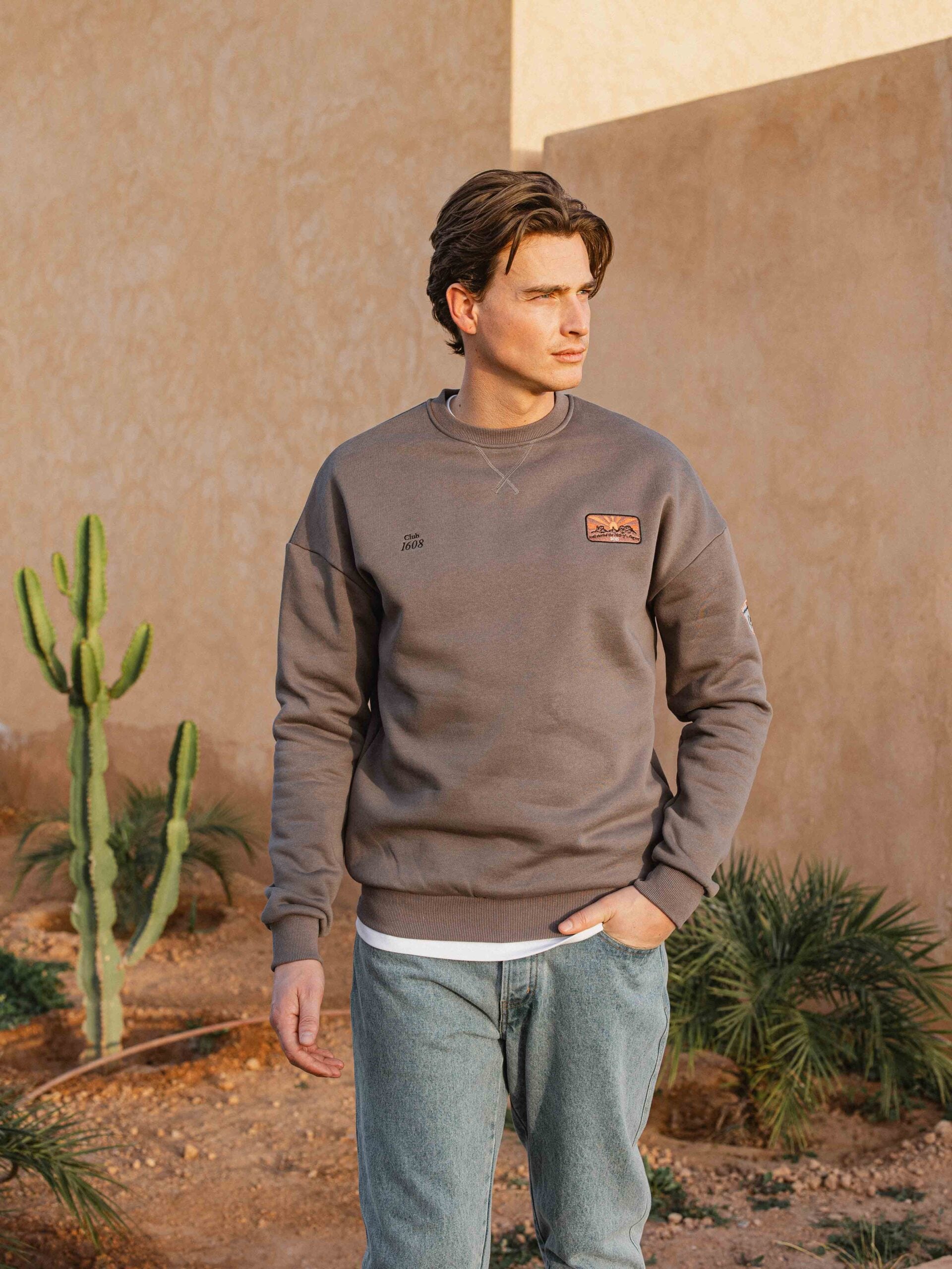 Dark Grey Oversized Patch Sweater