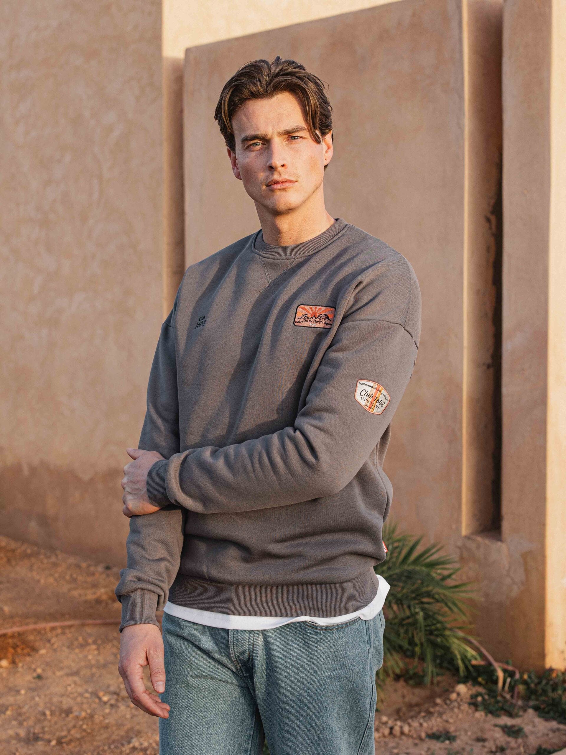 Dark Grey Oversized Patch Sweater