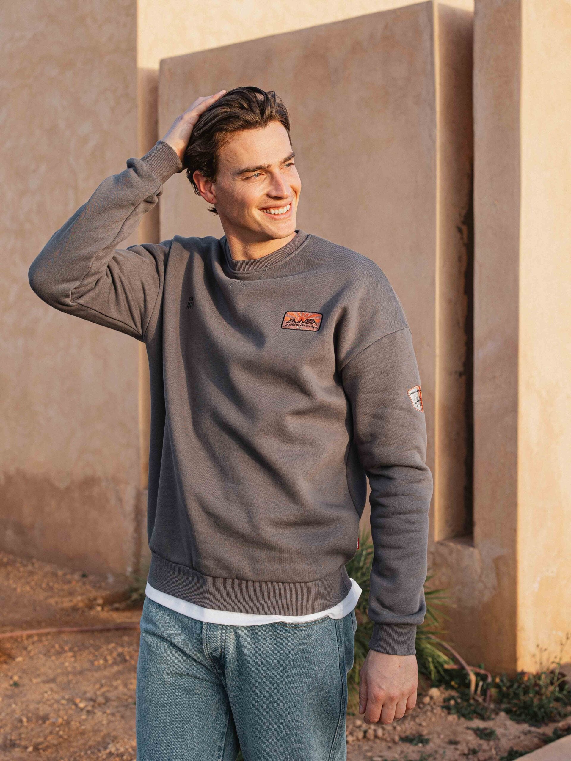 Dark Grey Oversized Patch Sweater