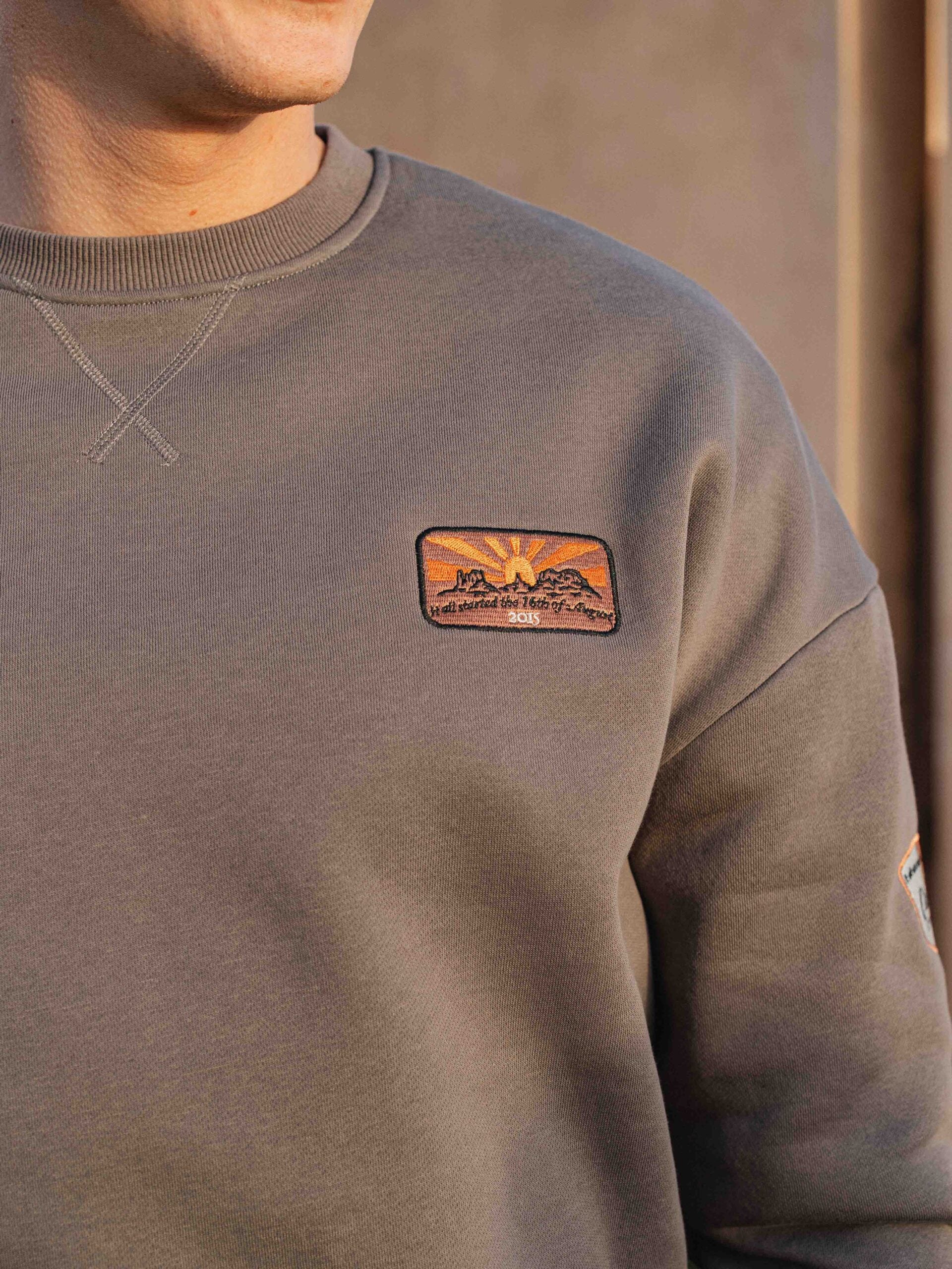 Dark Grey Oversized Patch Sweater