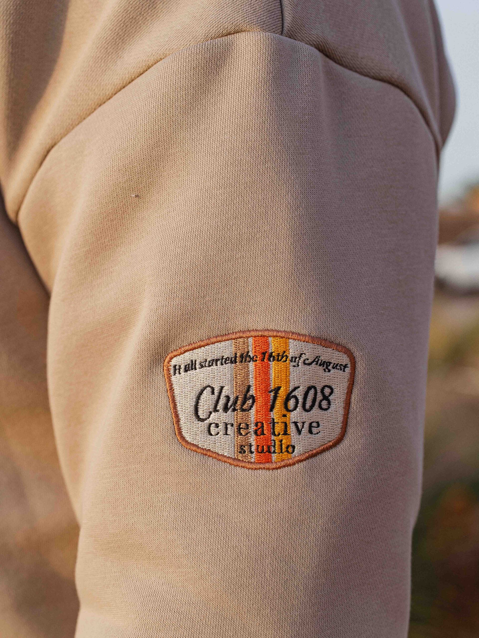 Beige Oversized Patch Sweater