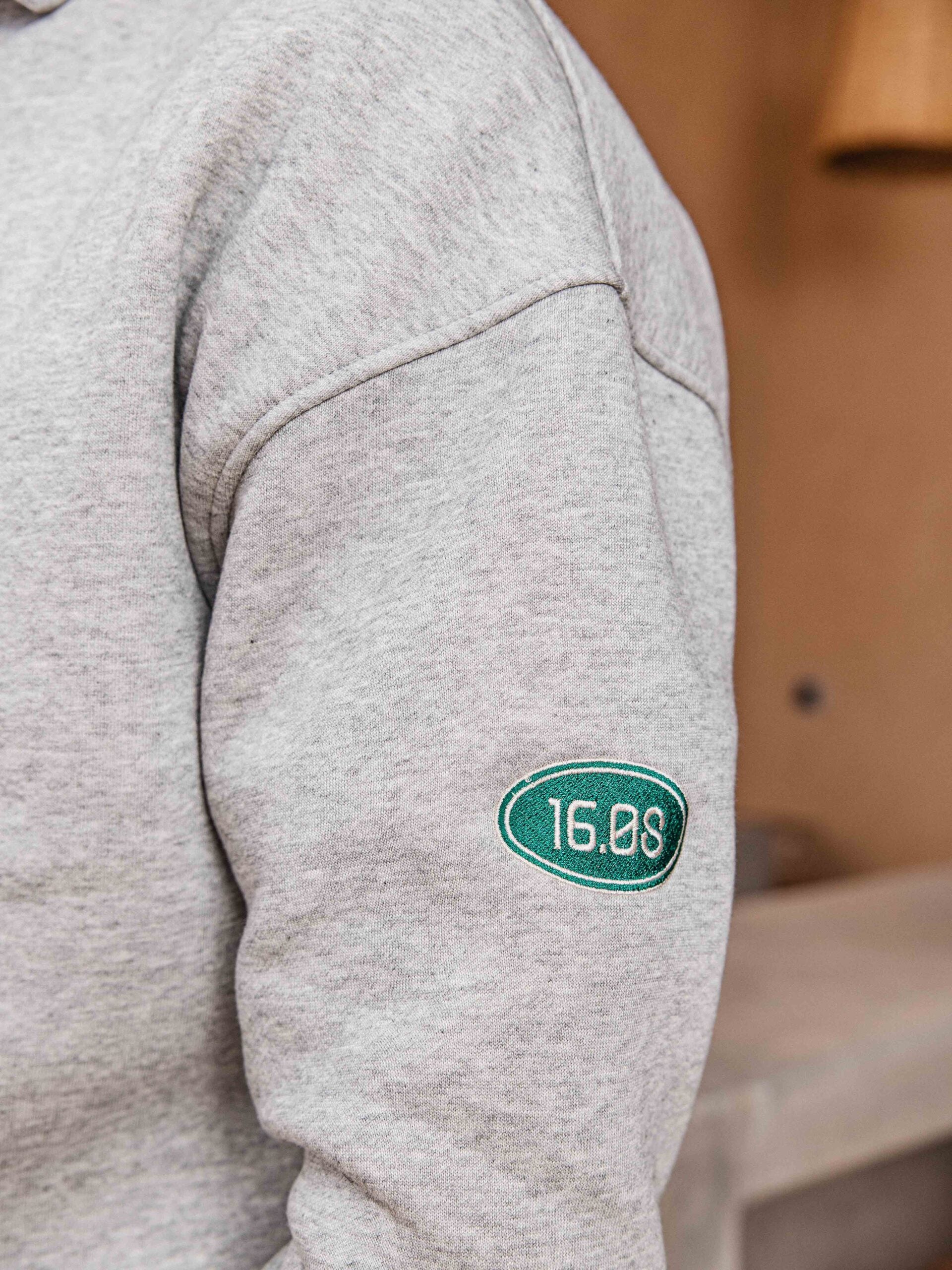 Grey Patch Oversized Polo Sweater