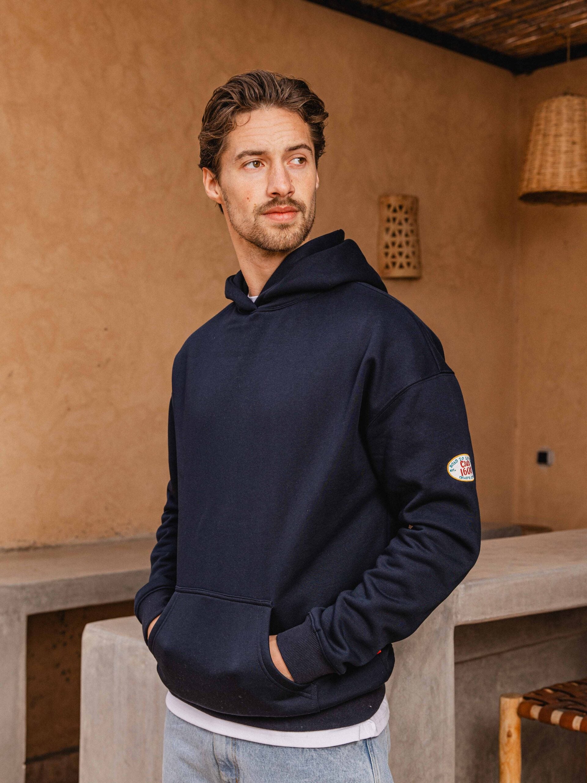 Navy Patch Oversized Hoodie