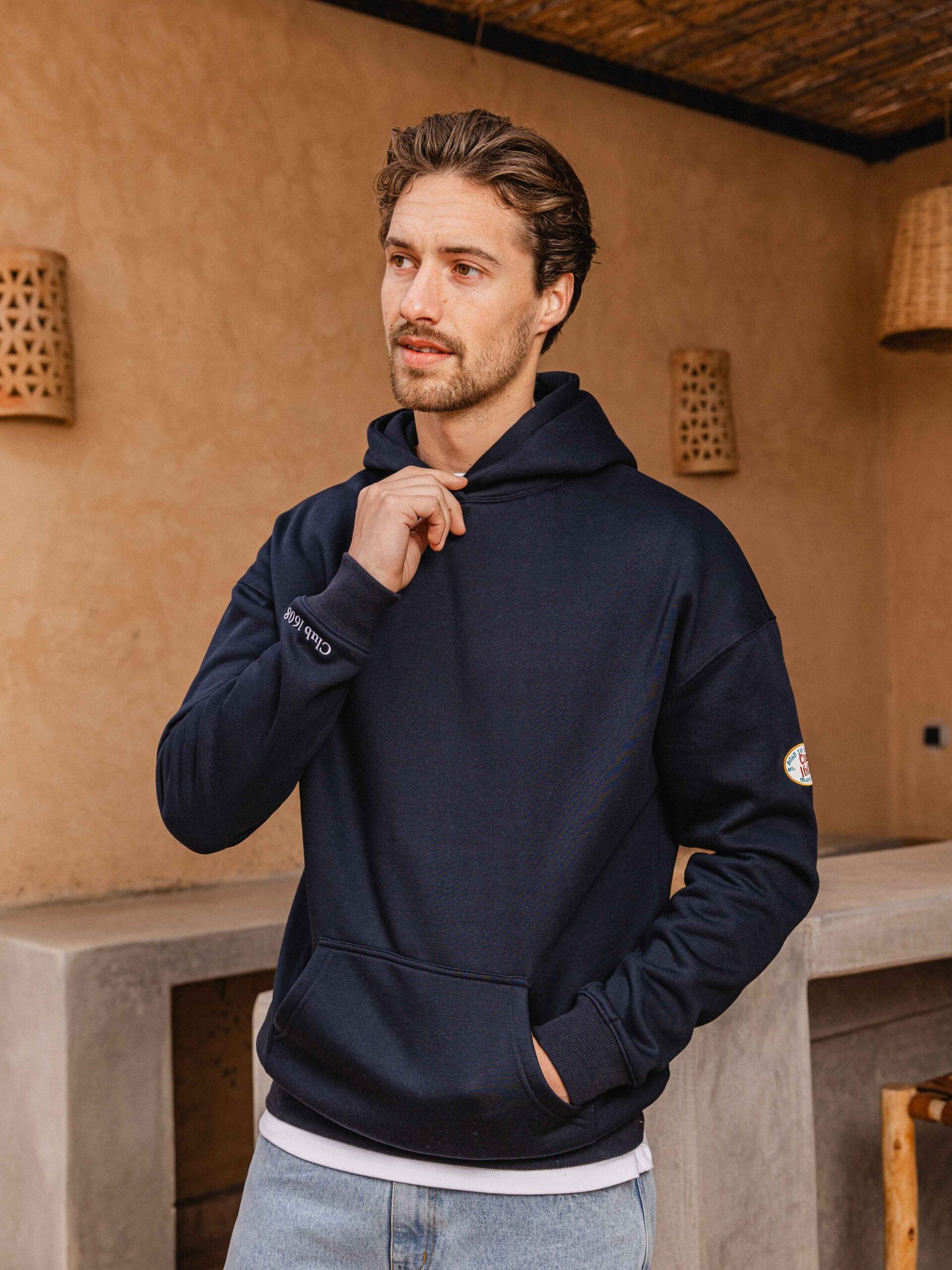 Navy Patch Oversized Hoodie