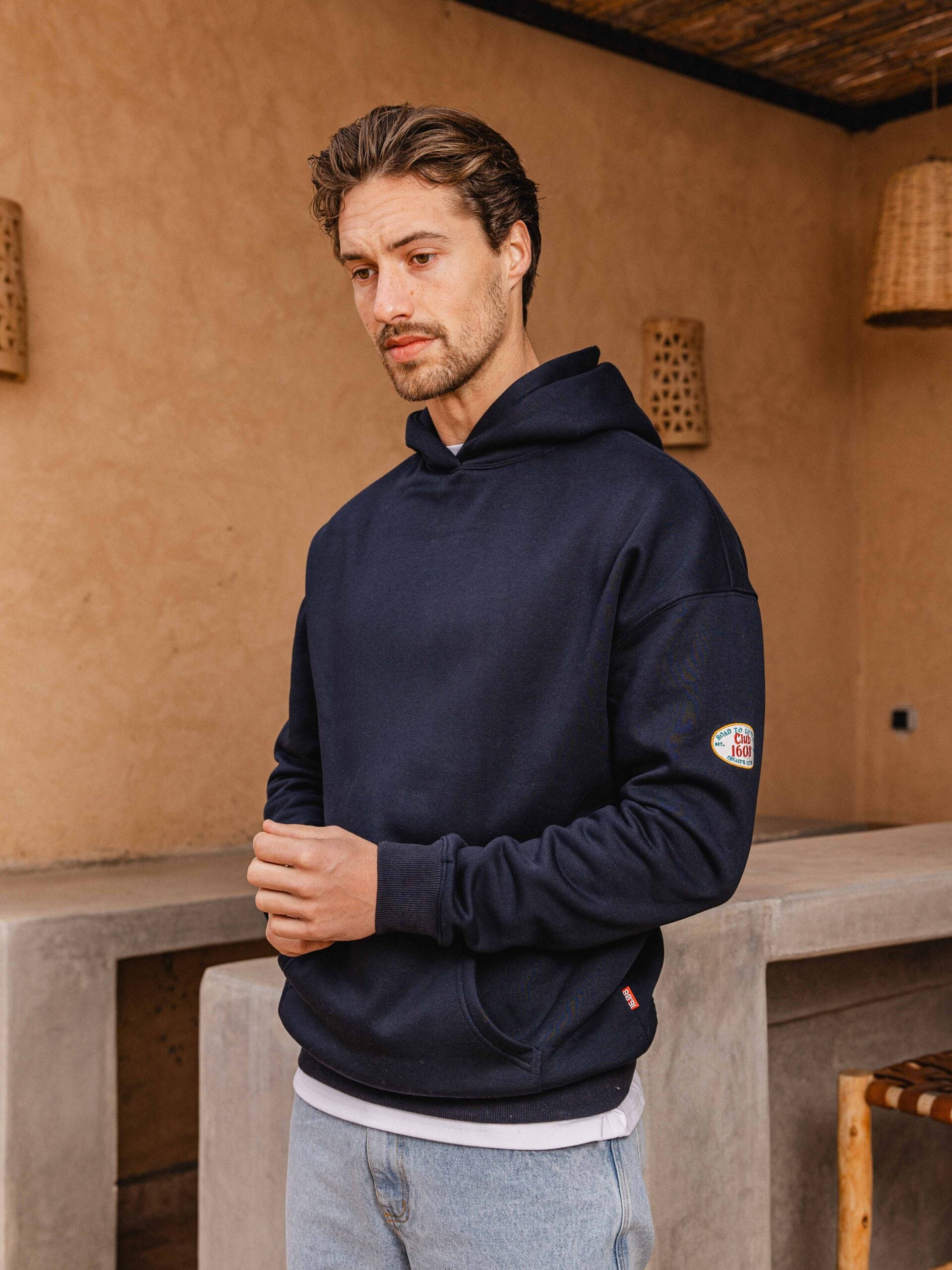 Navy Patch Oversized Hoodie