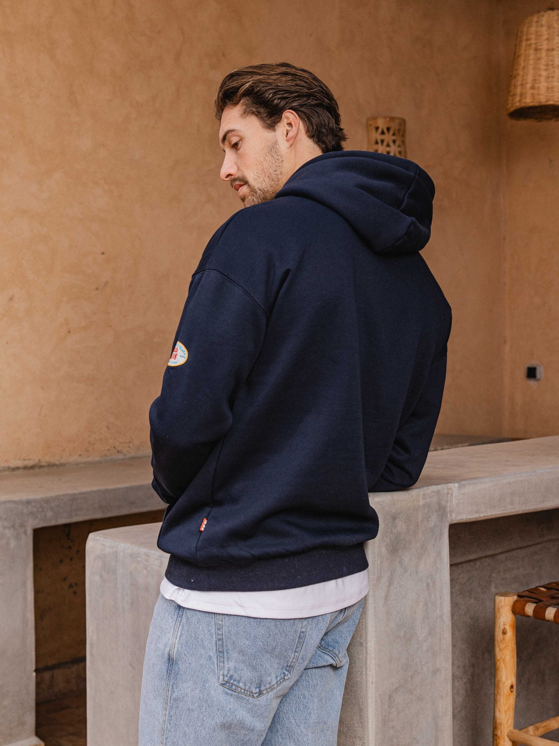 Navy Patch Oversized Hoodie