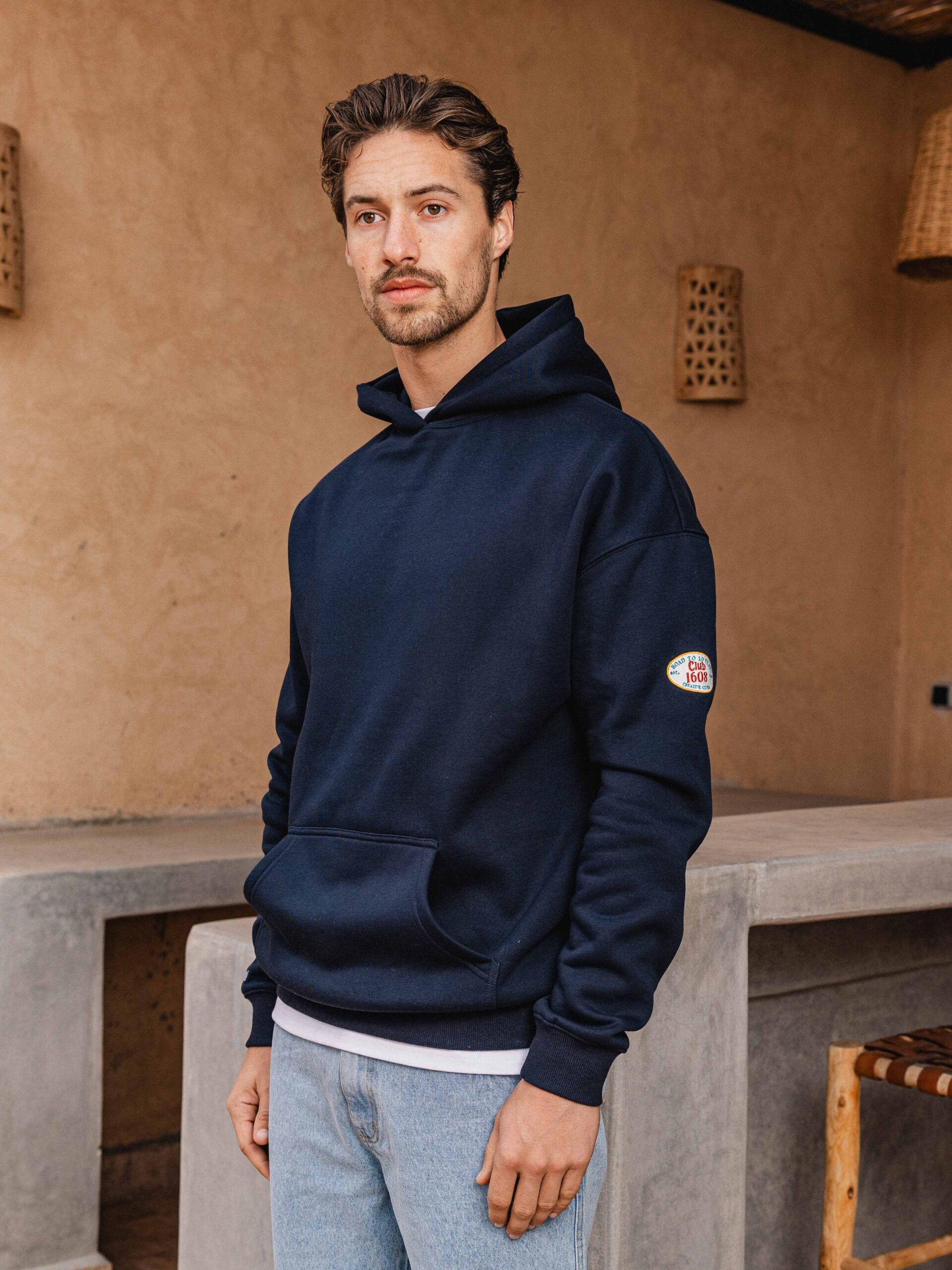Navy Patch Oversized Hoodie