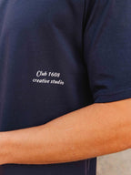 Marineblaues Oversize-T-Shirt mit Text