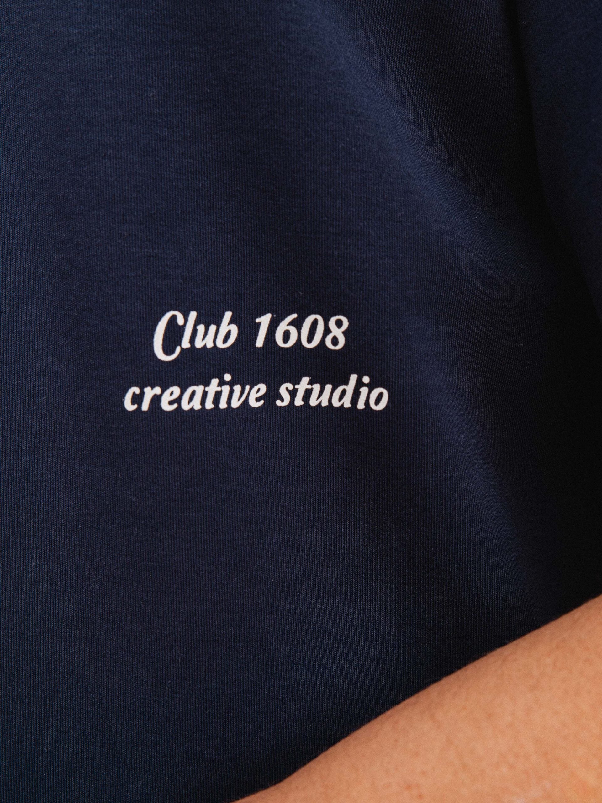 Marineblaues Oversize-T-Shirt mit Text