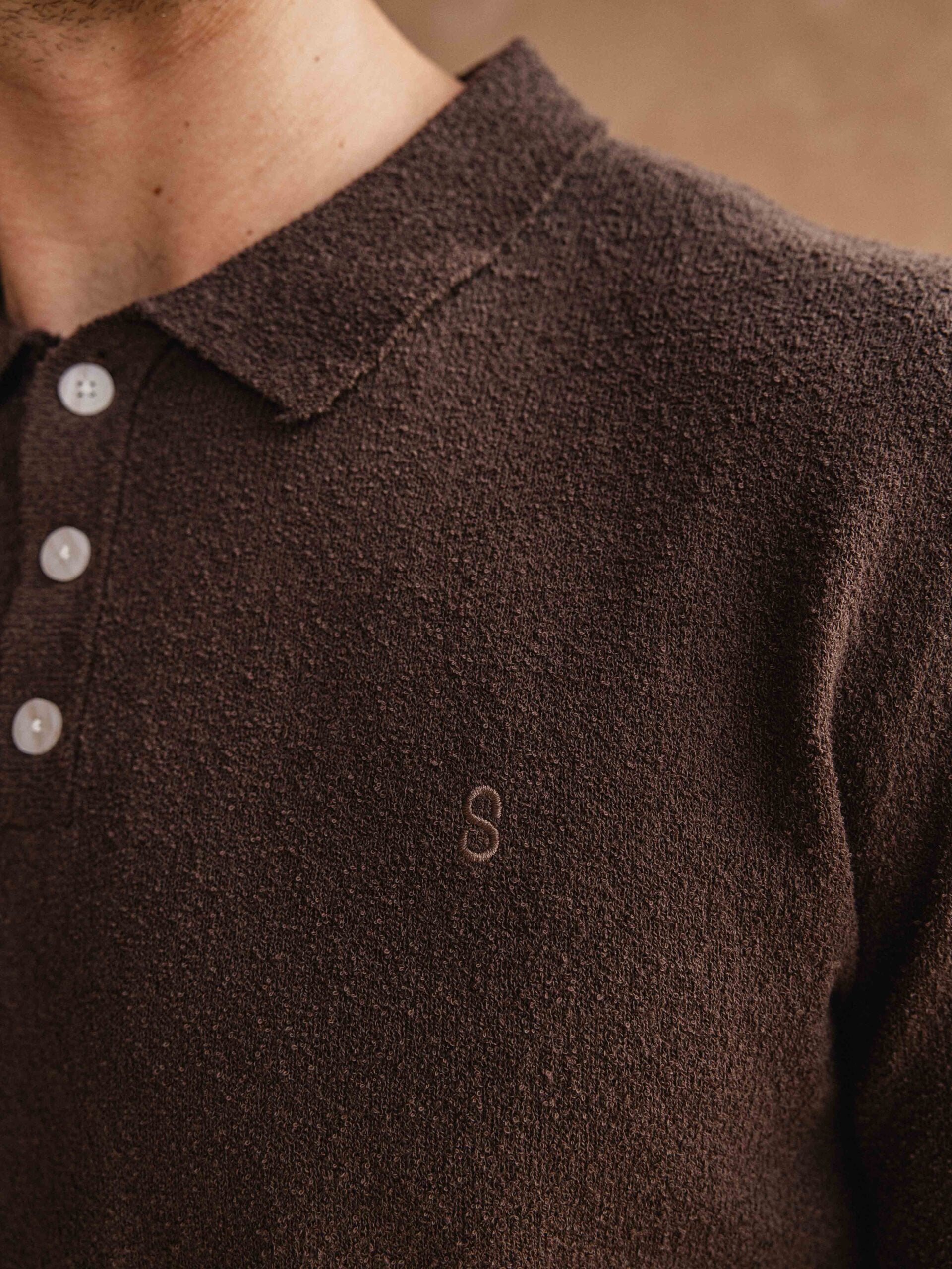 Dark Brown Boucle Polo