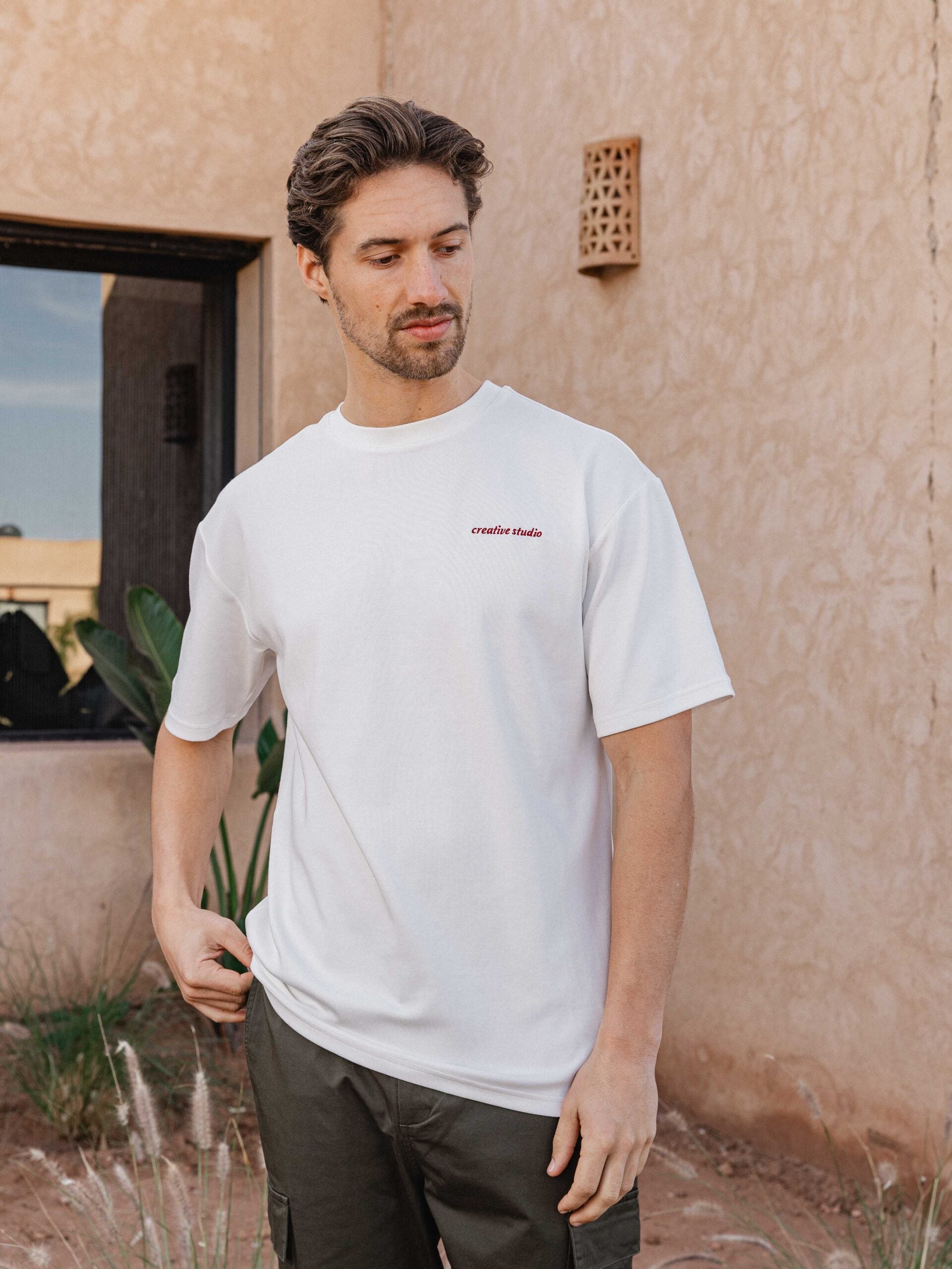 White Creative Oversized T-shirt Sample