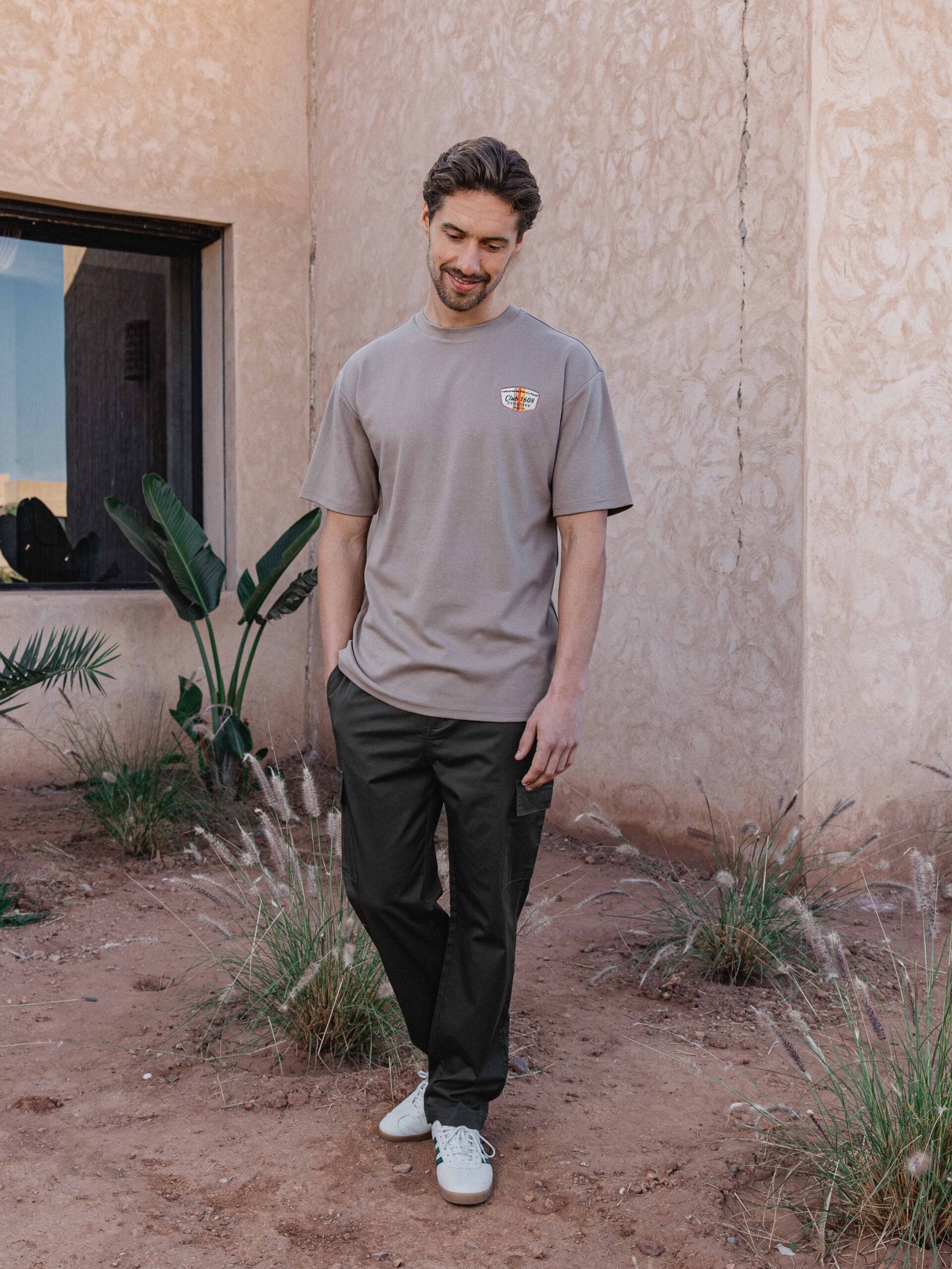 Light Brown Club Patch T-shirt