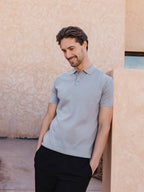 Light Grey Knit Button Polo