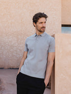 Light Grey Knit Button Polo