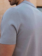 Light Grey Knit Button Polo