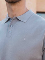 Light Grey Knit Button Polo