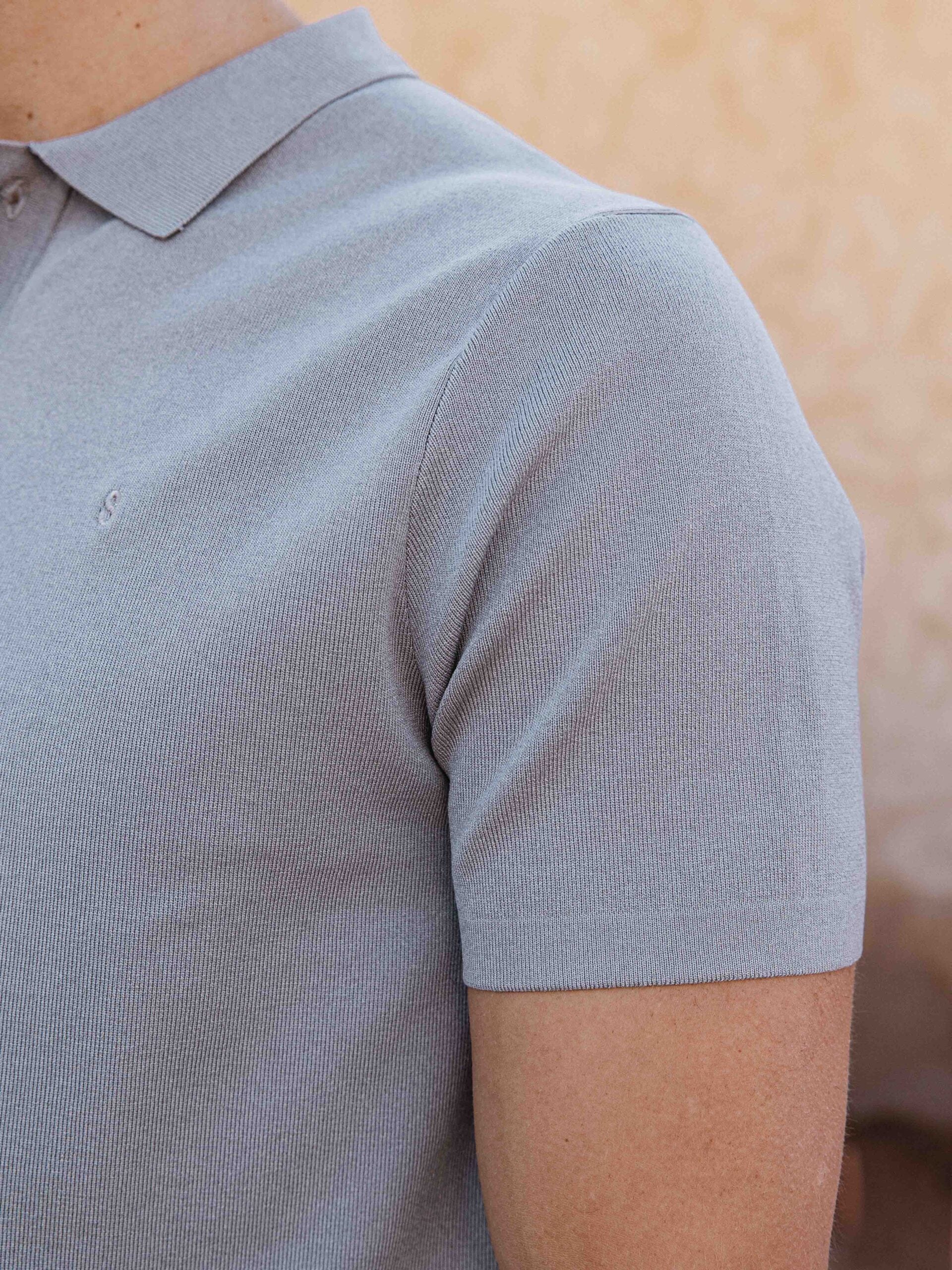 Light Grey Knit Button Polo