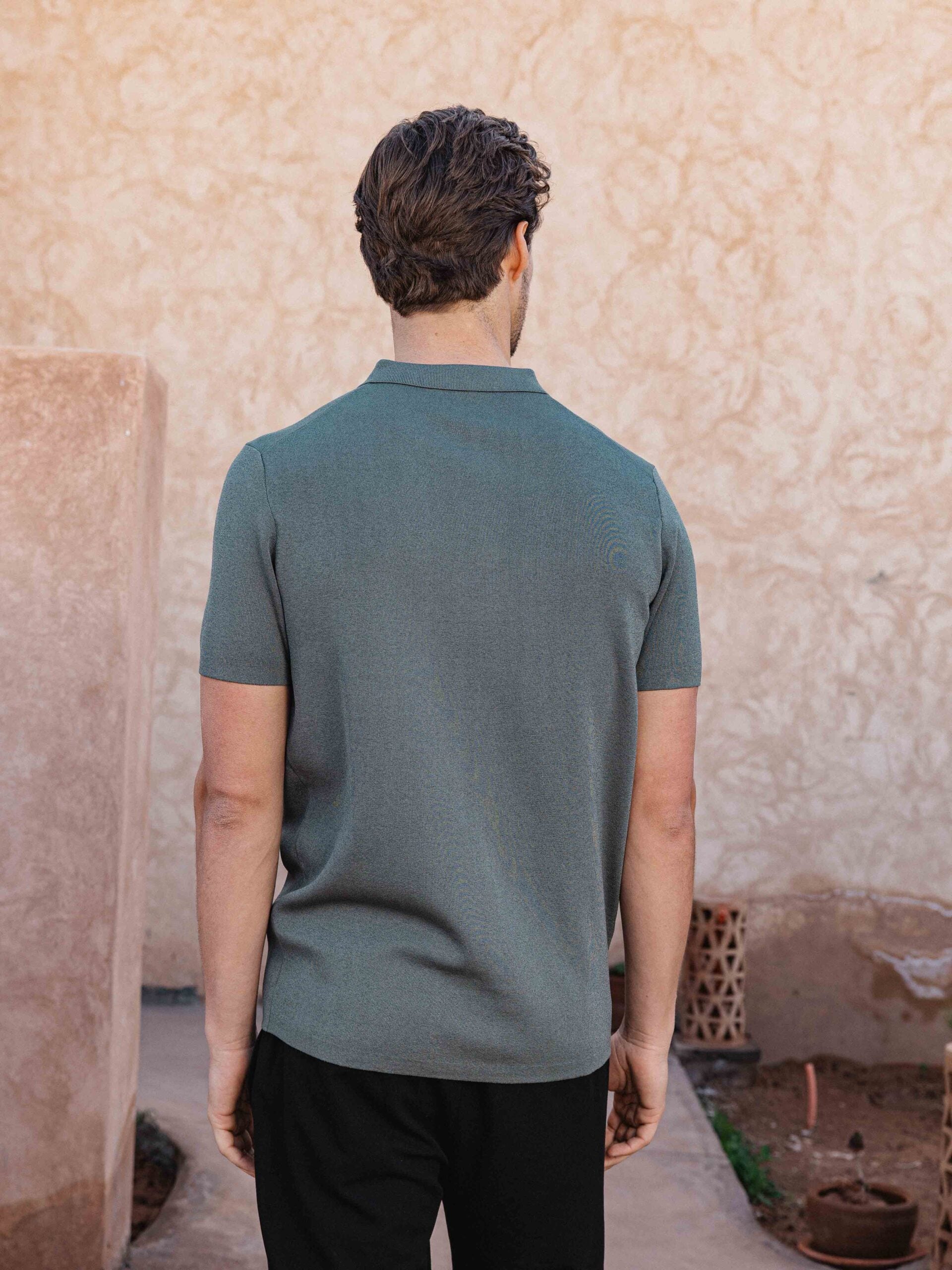 Sea Green Knit Polo Zipper