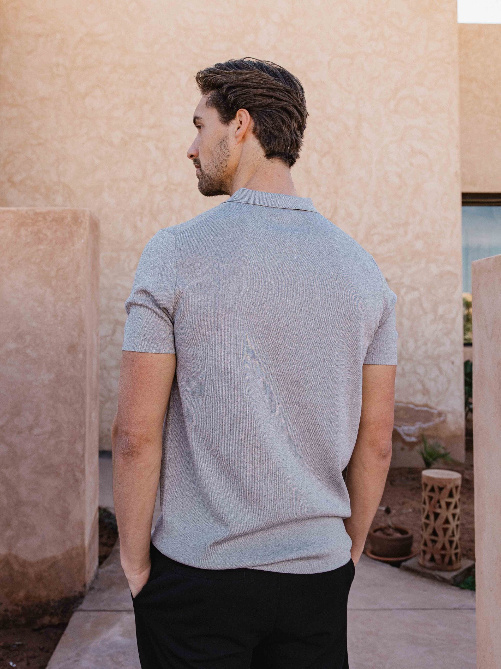 Light Grey Melange V-polo