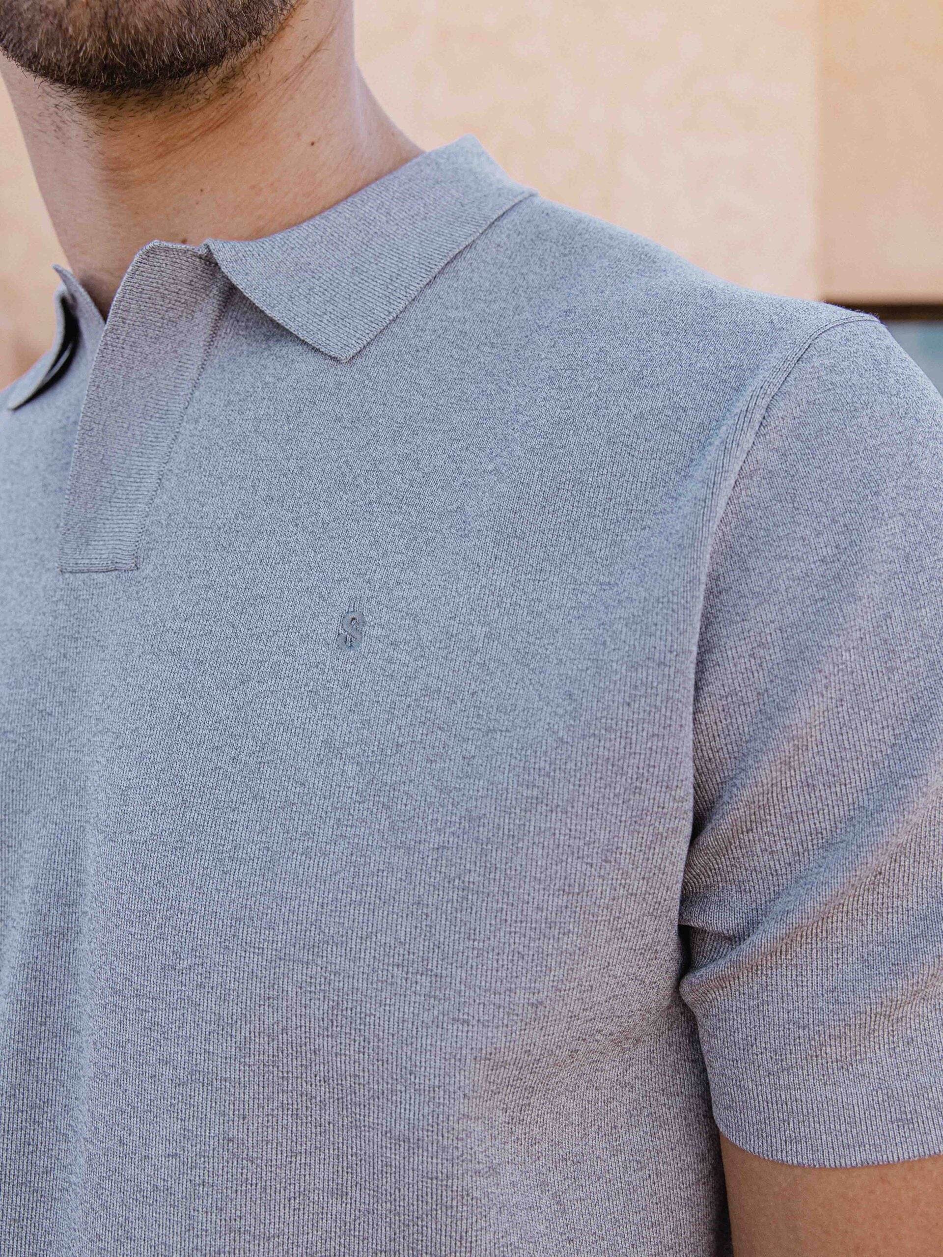 Light Grey Melange V-polo