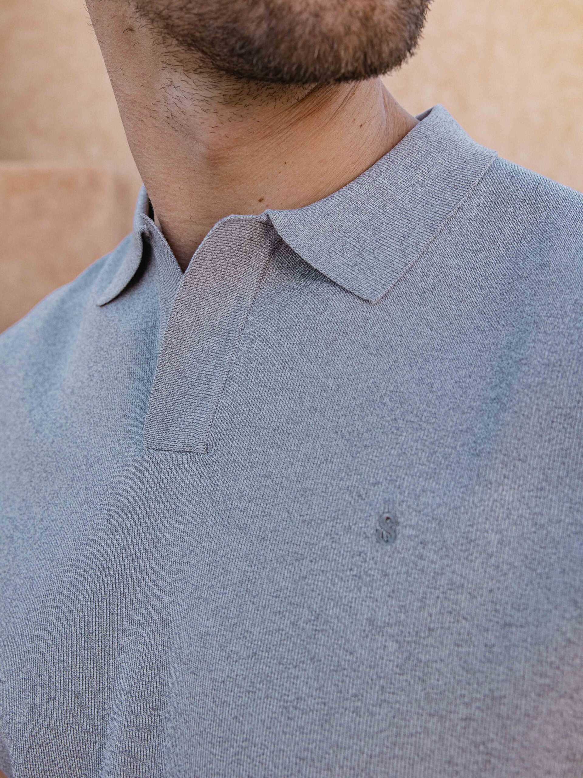 Light Grey Melange V-polo