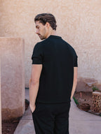 Black Knit Button Polo