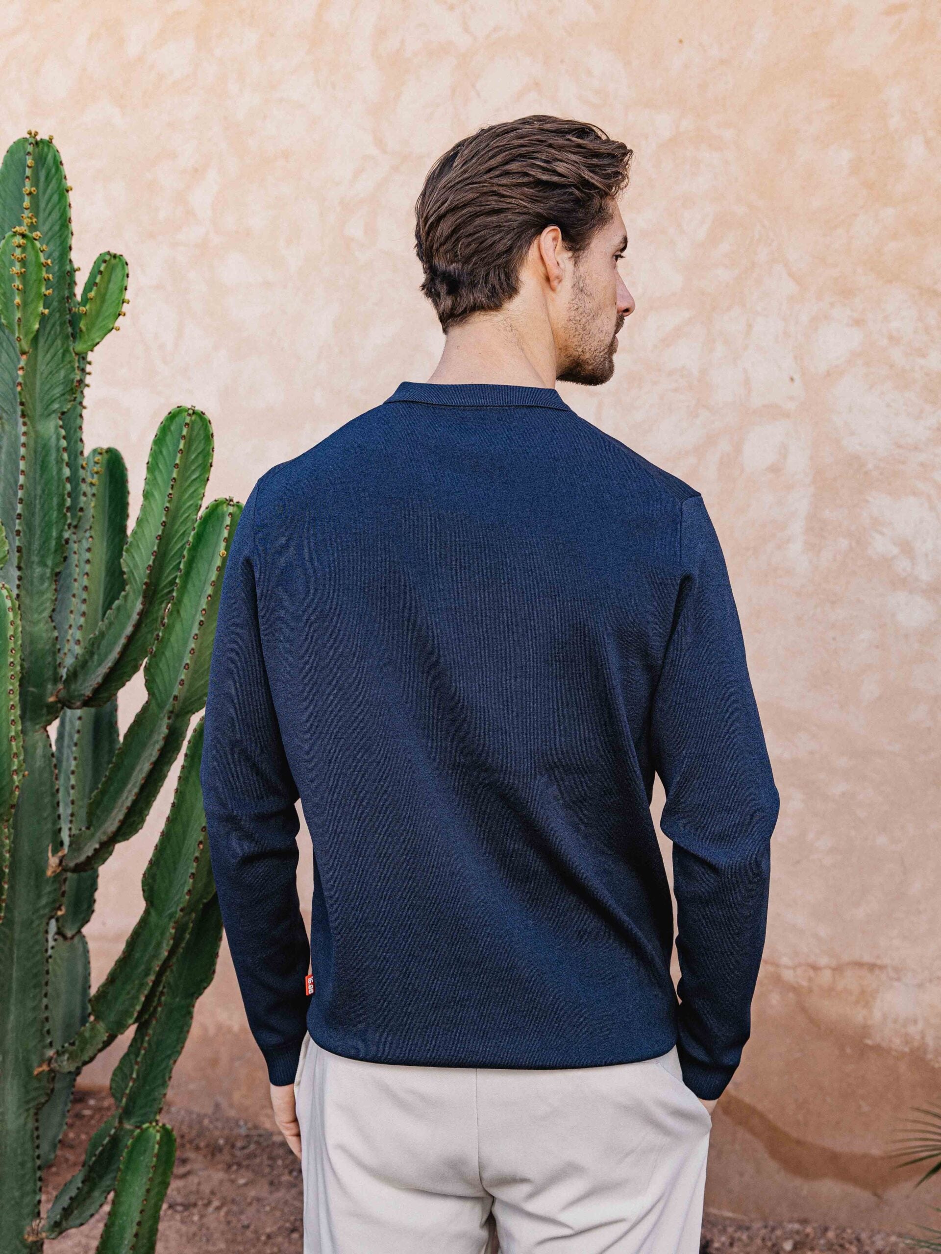 Navy Knit Zipper Polo