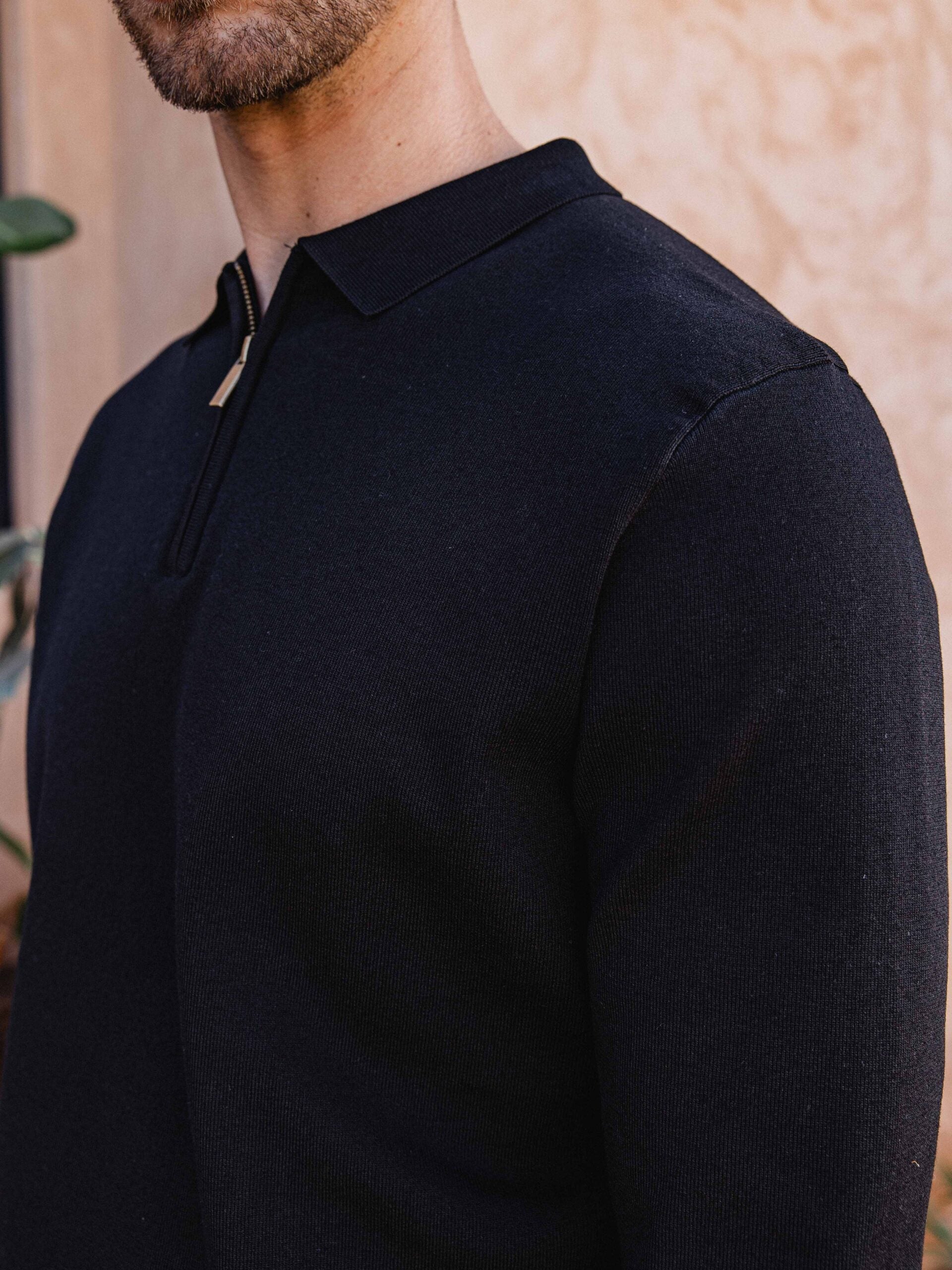 Black Knit Longsleeve Zipper
