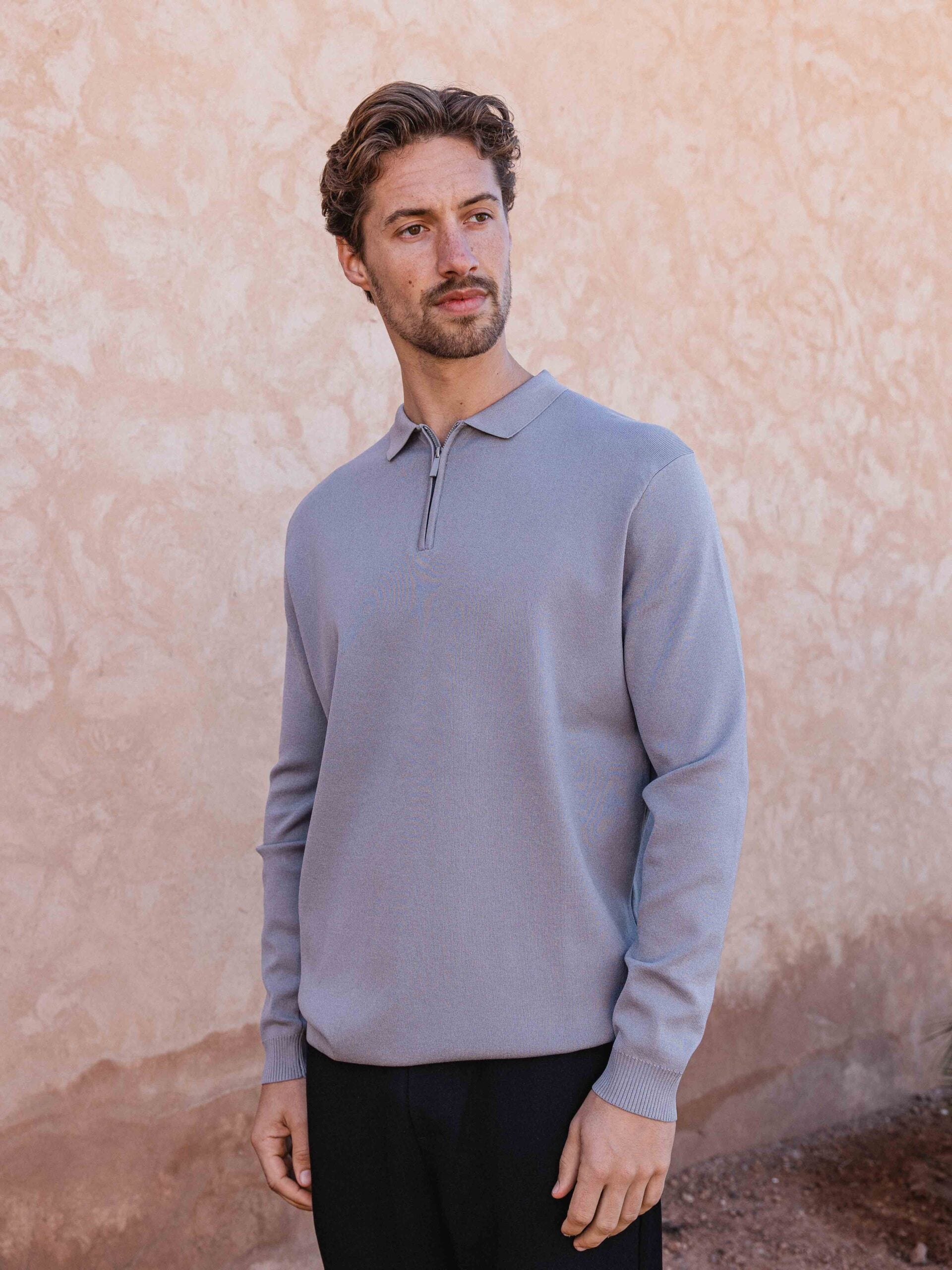 Grey Knit Longsleeve Zipper