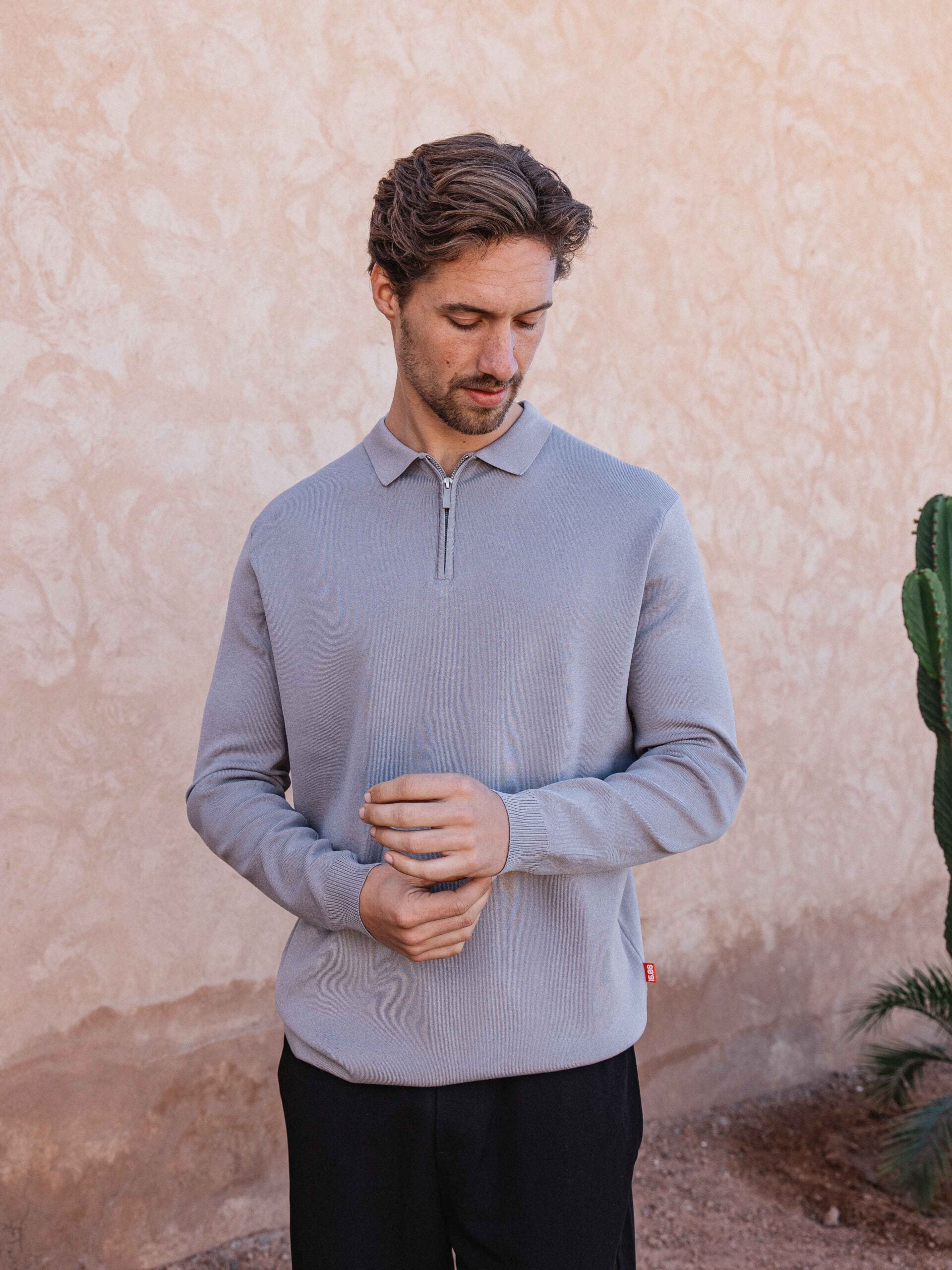 Grey Knit Longsleeve Zipper