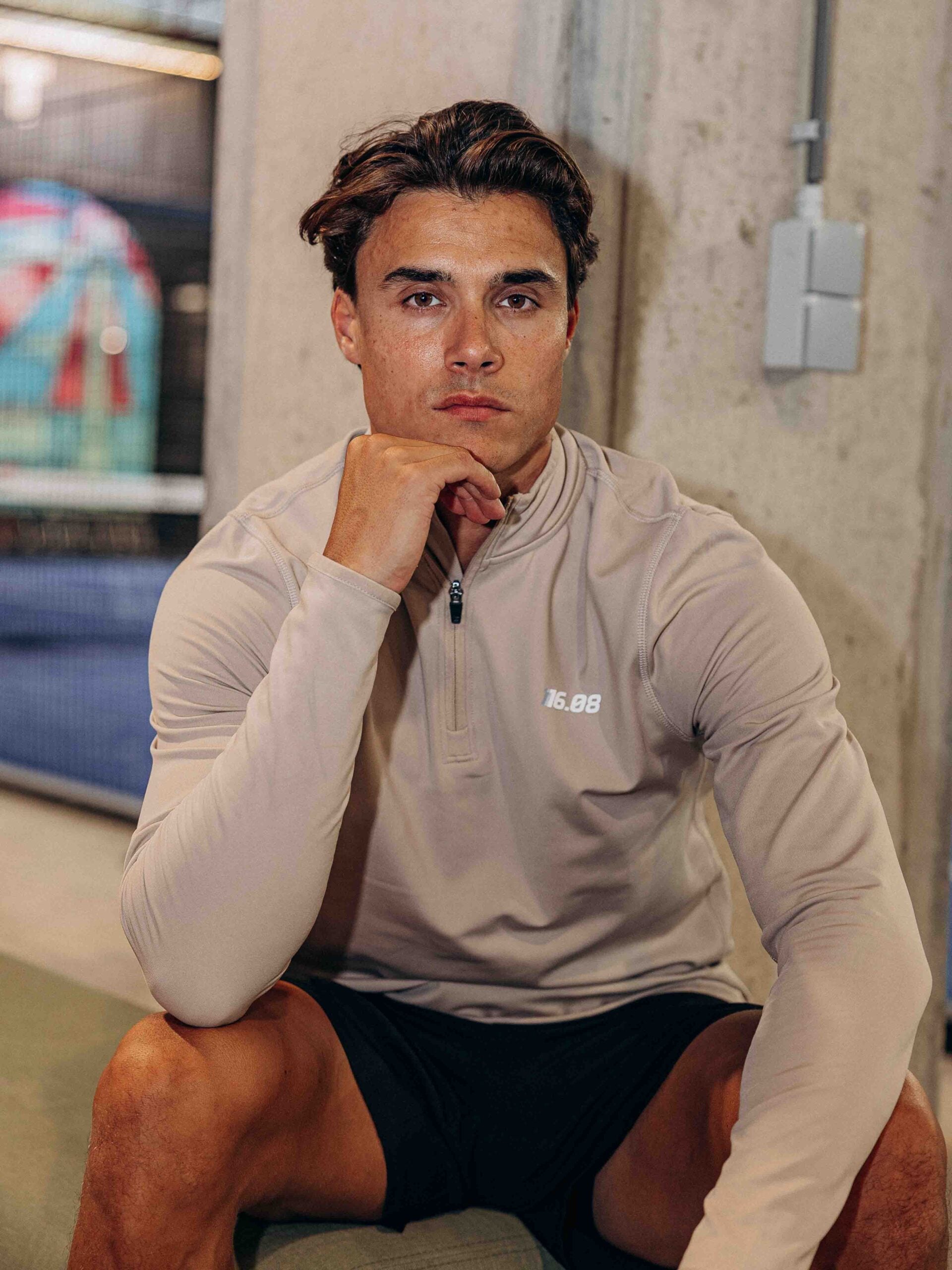 Sports Fleece Sweater Beige