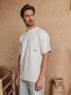 Warm Gray Oversized Text T-shirt