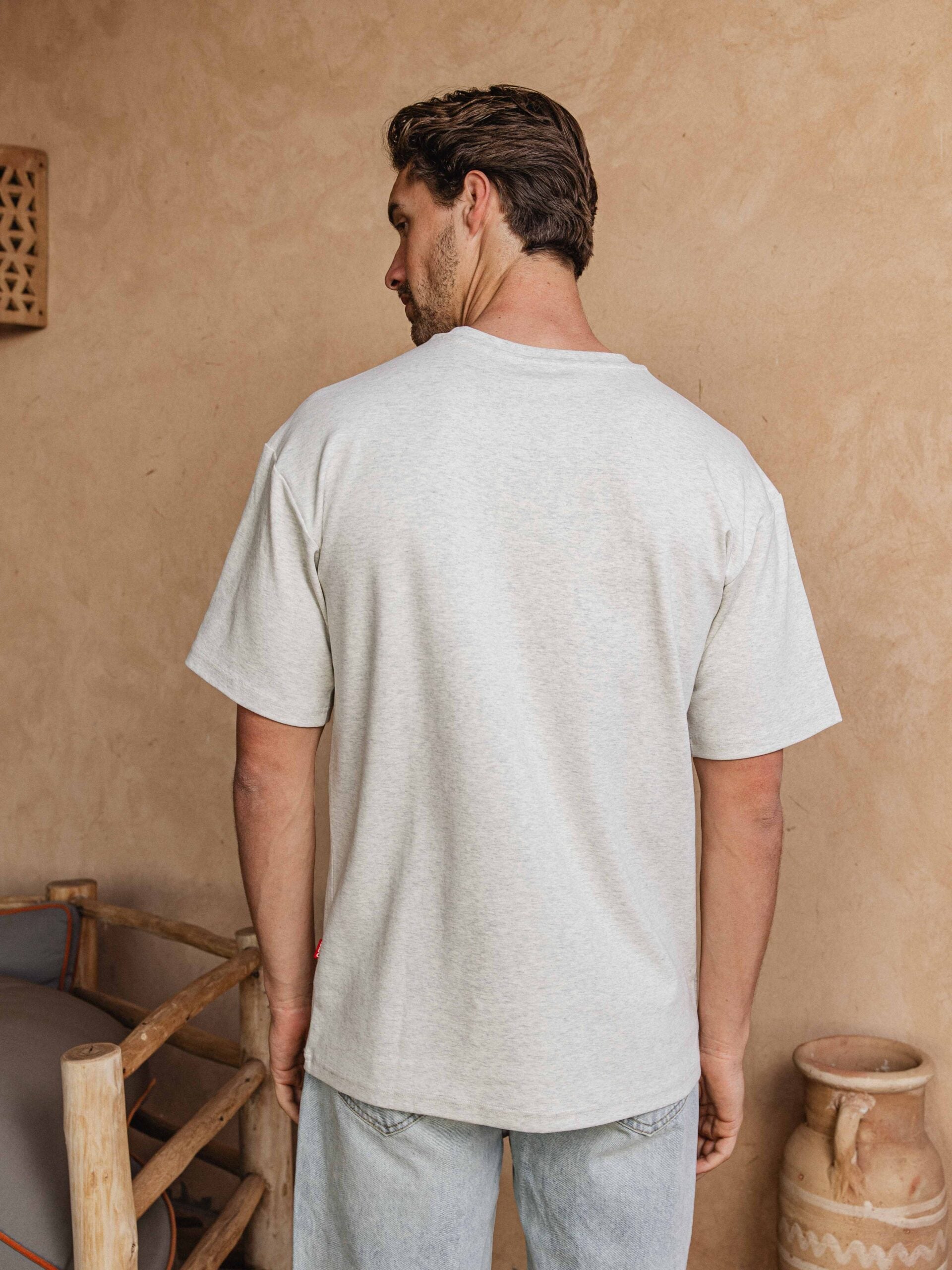 Warm Gray Oversized Text T-shirt