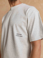 Warm Gray Oversized Text T-shirt