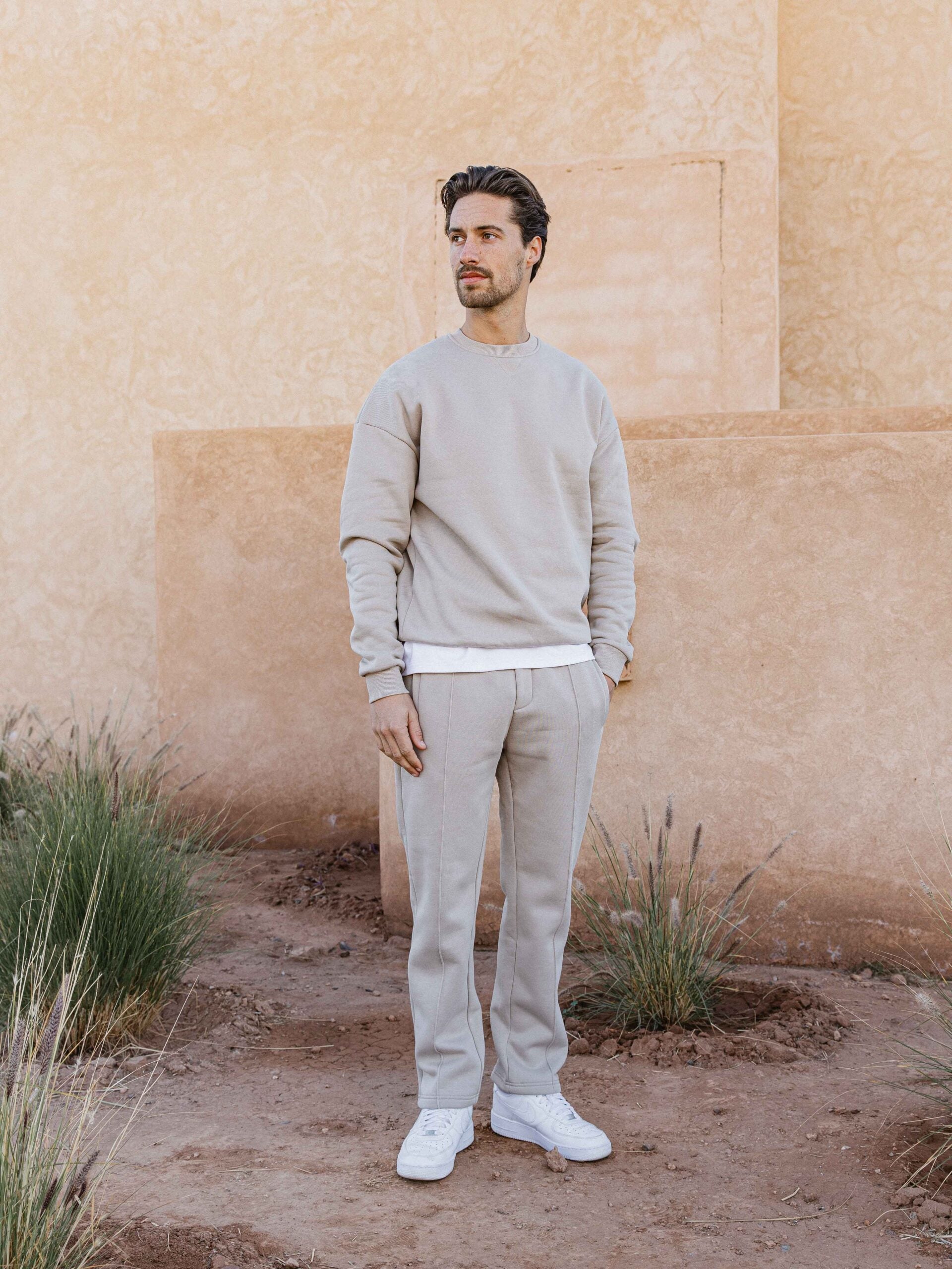Beige Ankle Sweat Pants