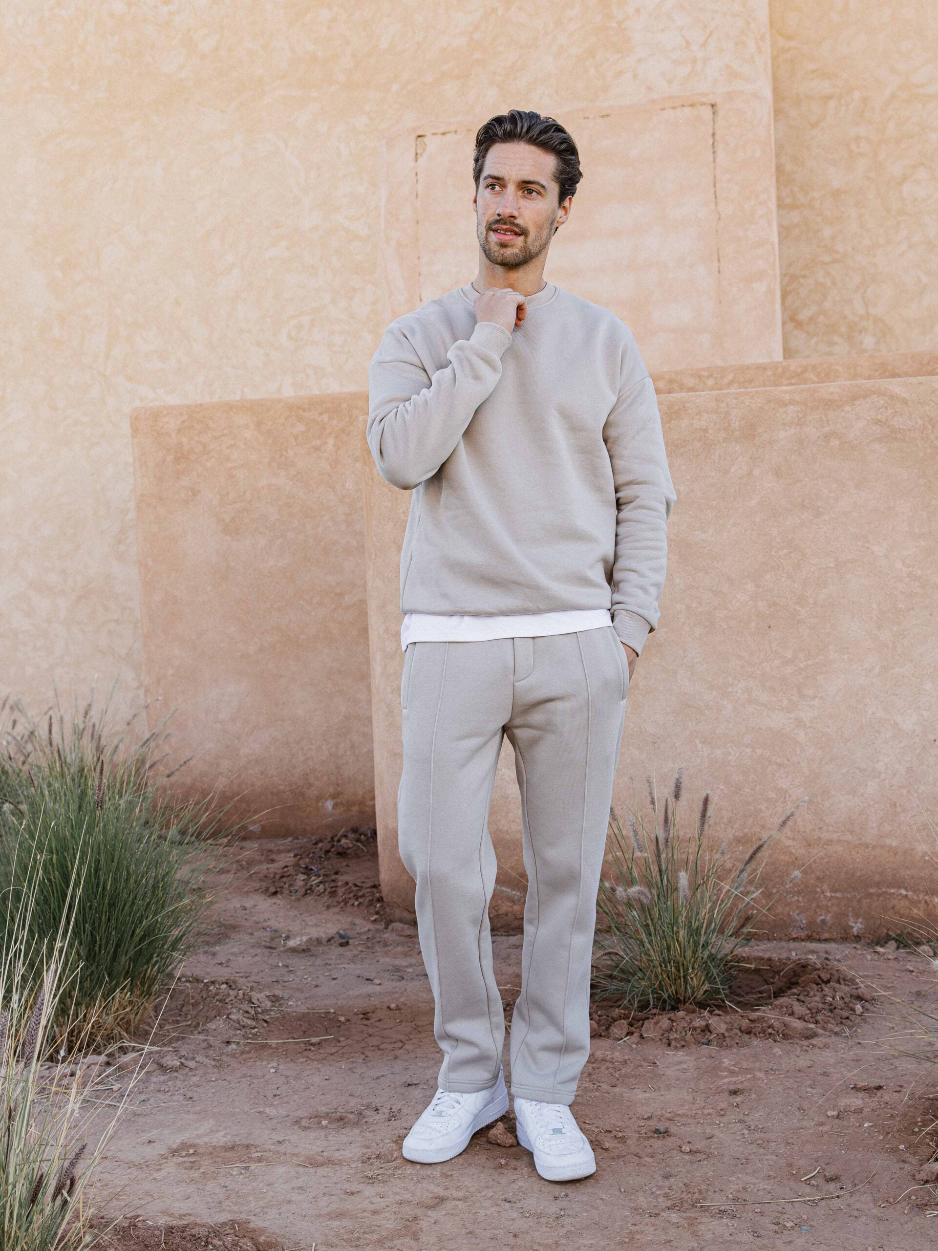 Beige Ankle Sweat Pants