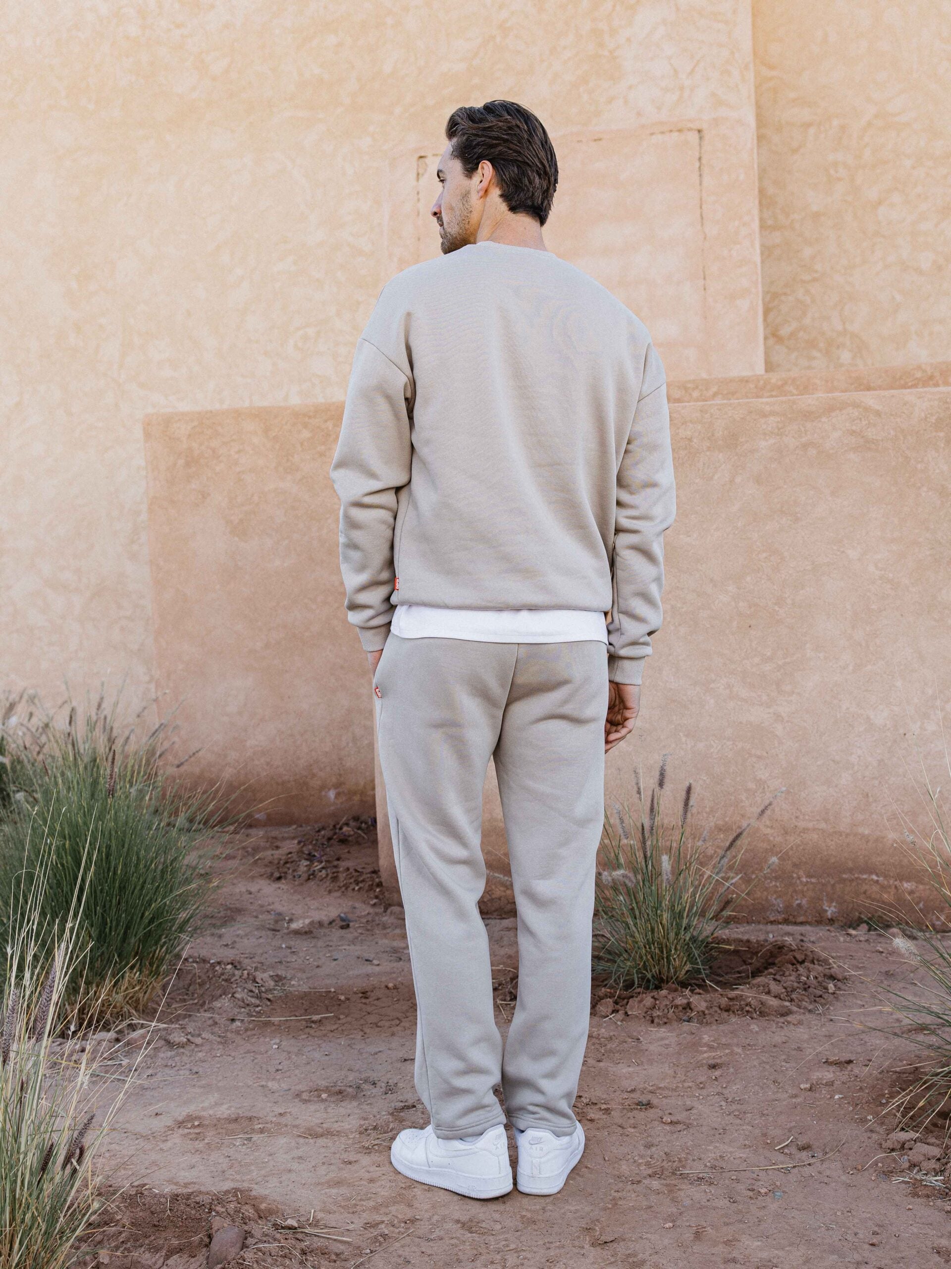 Beige Ankle Sweat Pants