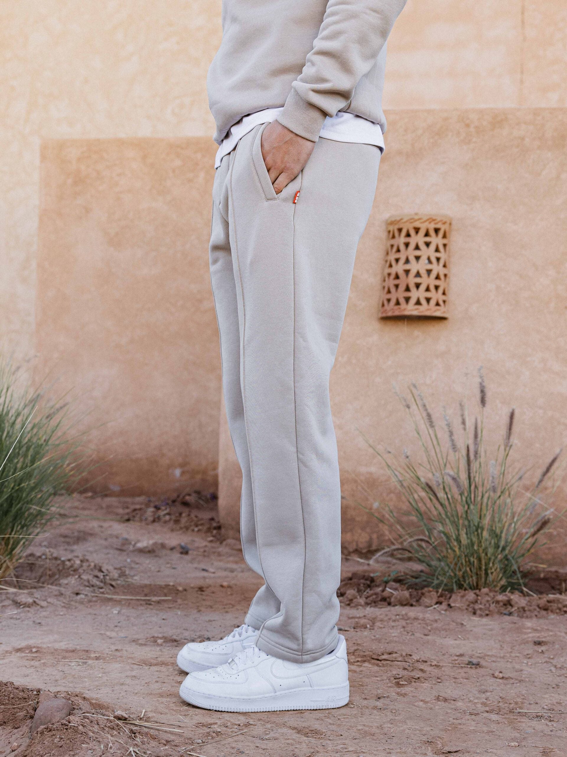 Beige Ankle Sweat Pants