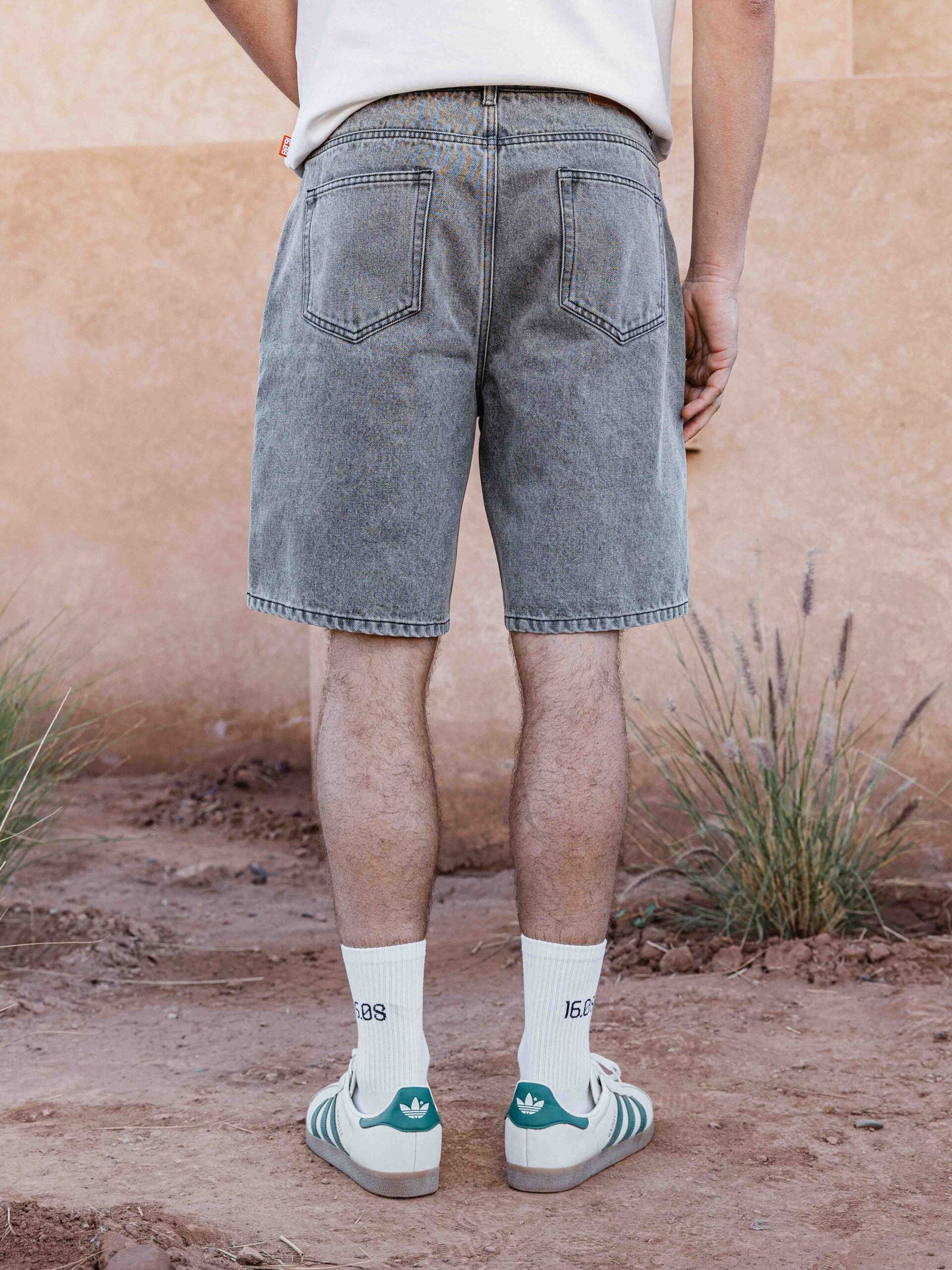 Washed Black Denim Short