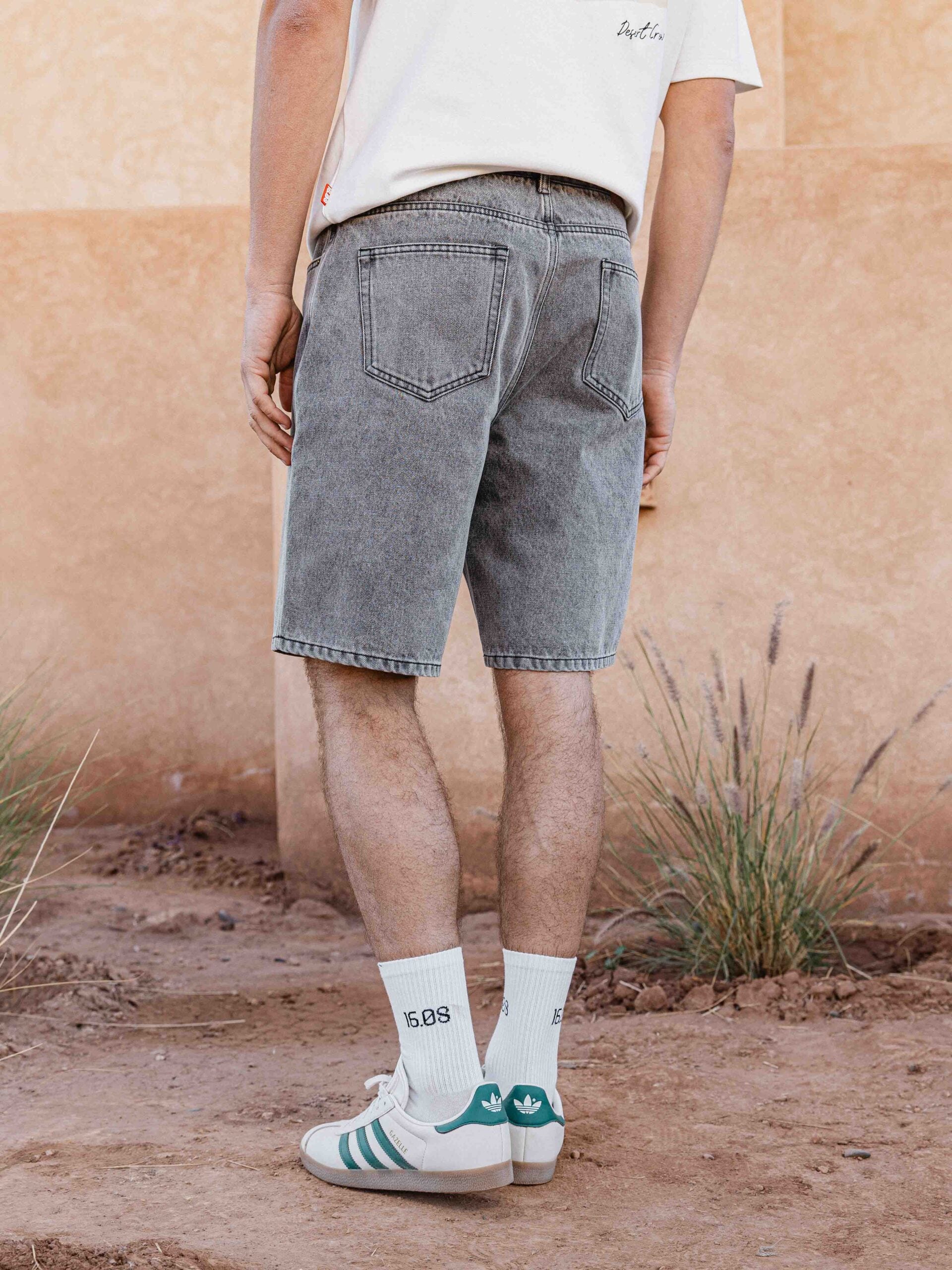Washed Black Denim Short