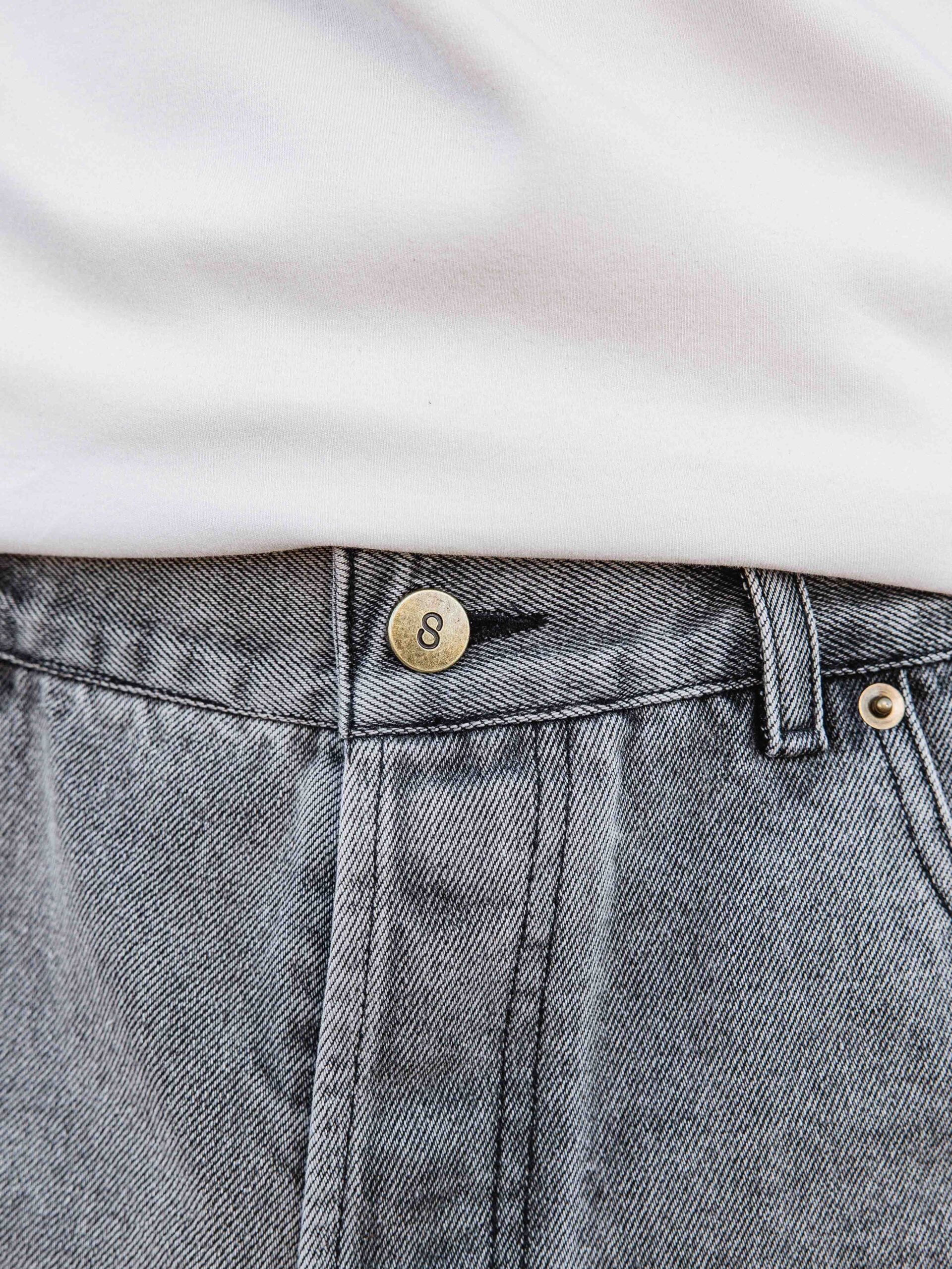Washed Black Denim Short