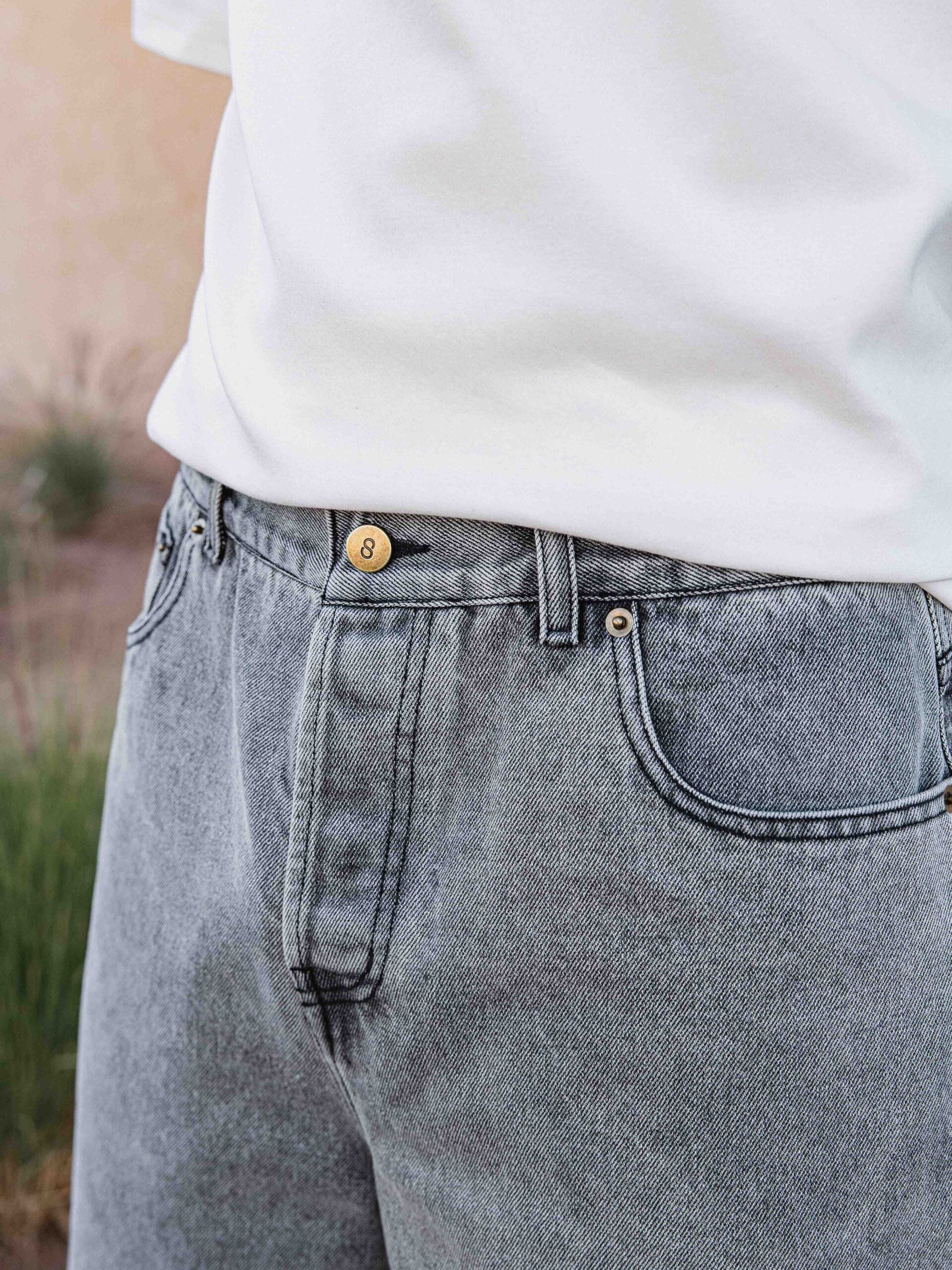 Washed Black Denim Short
