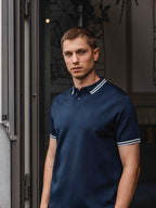Navy Knit Collar Polo